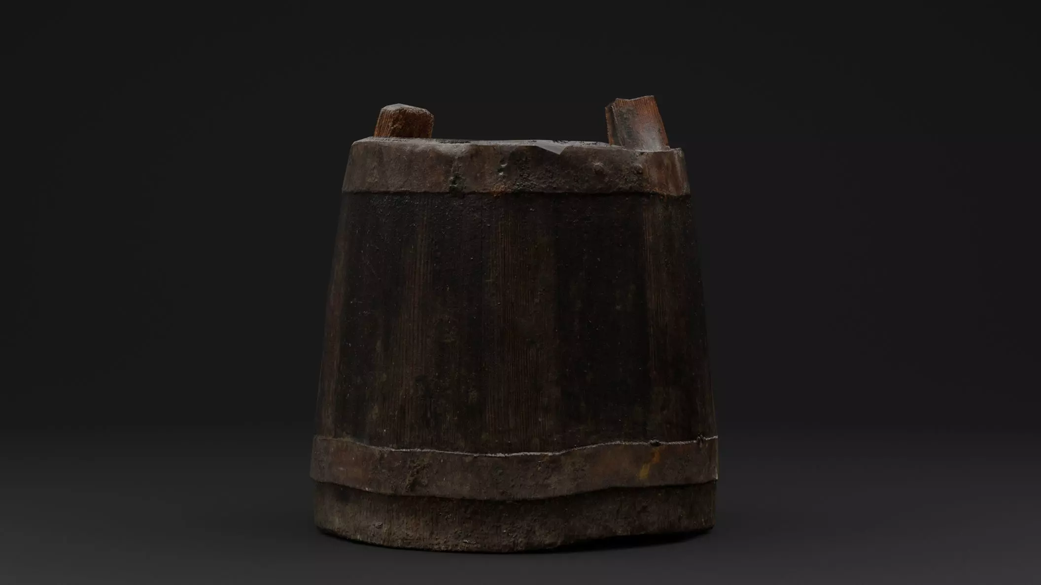 Wooden Bucket Low-poly 3D model_0