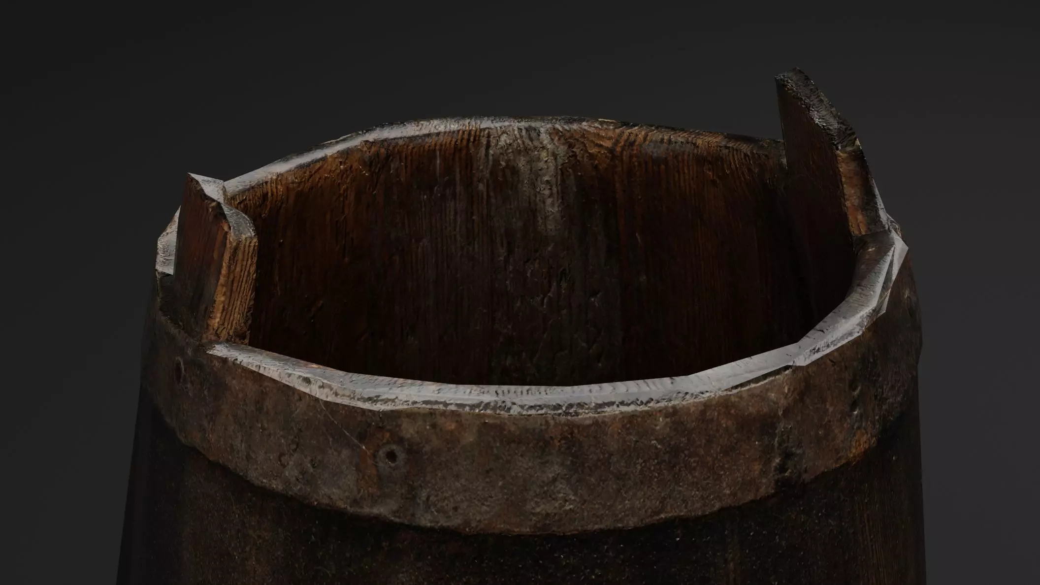 Wooden Bucket Low-poly 3D model_2
