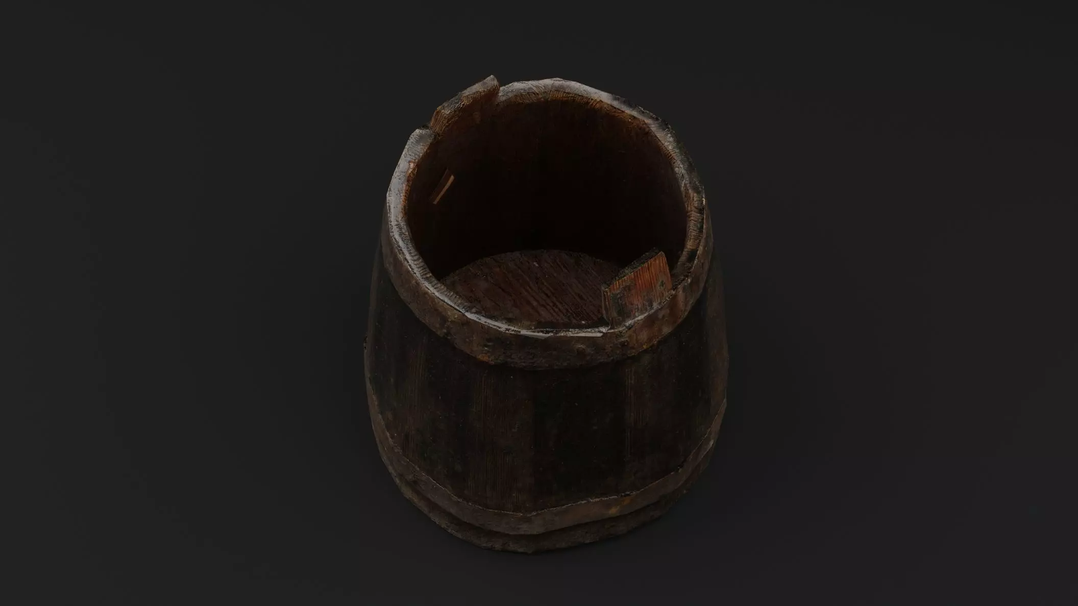 Wooden Bucket Low-poly 3D model_4