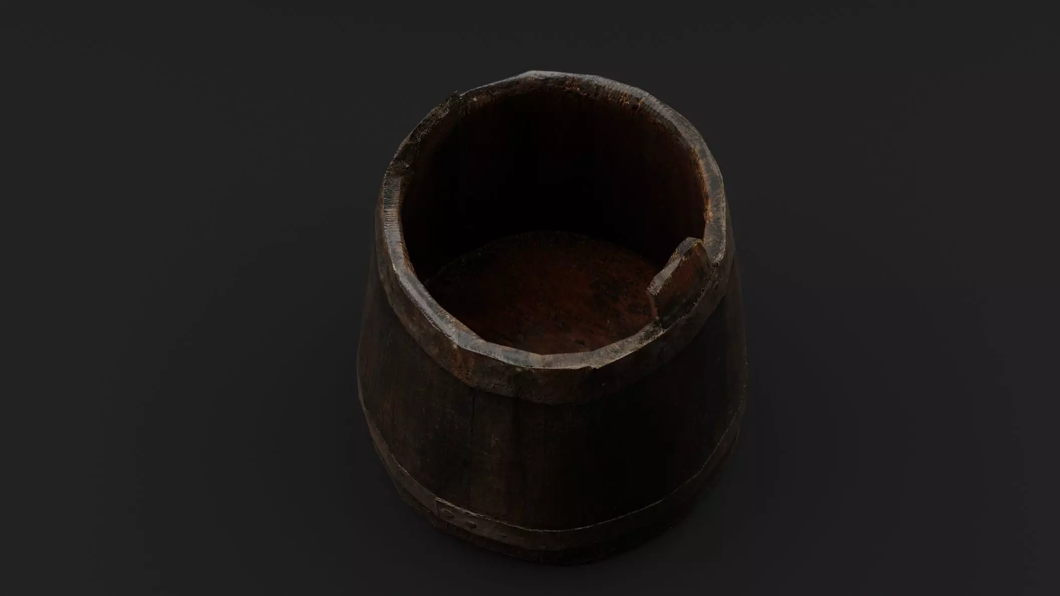 Wooden Bucket Low-poly 3D model_3