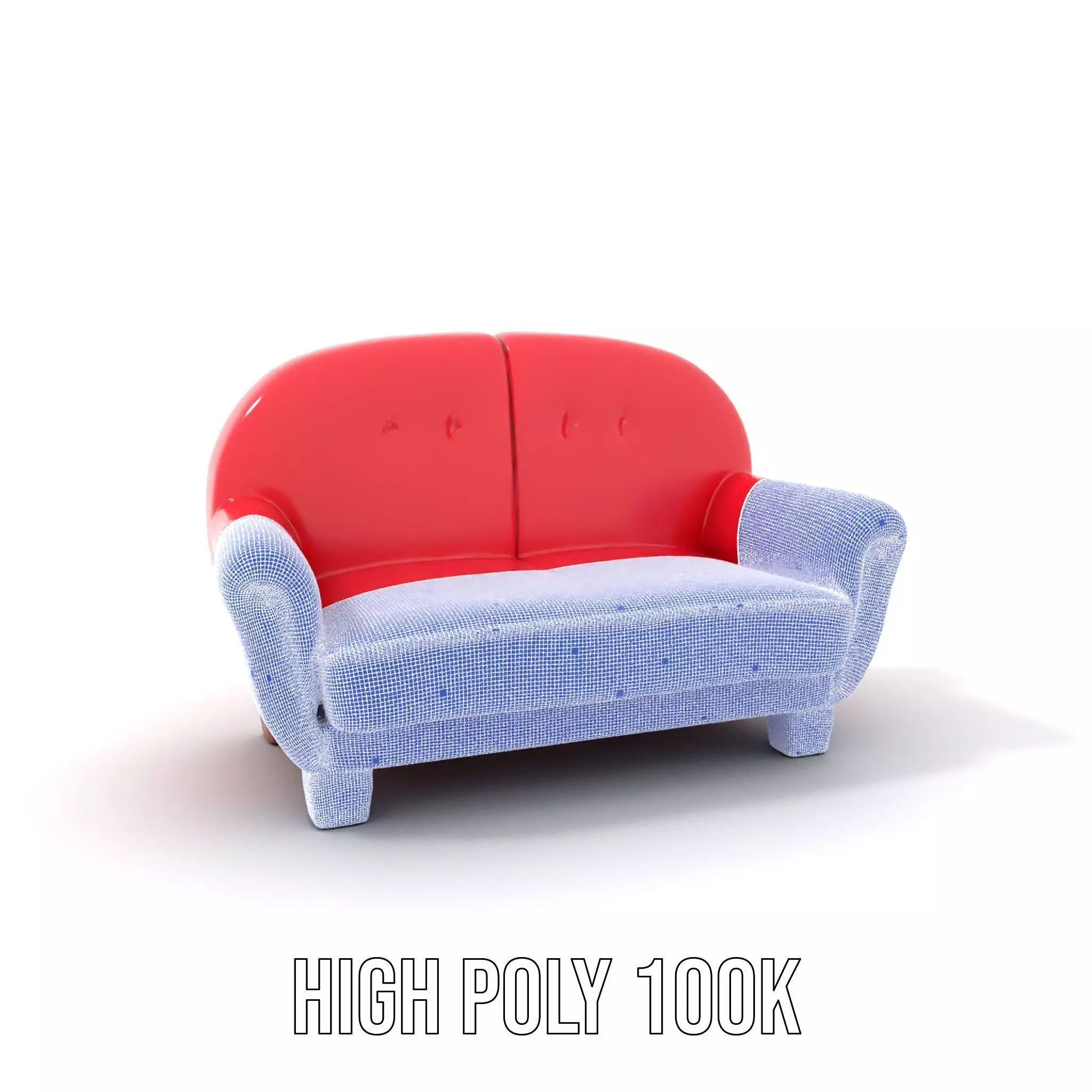 Red Velvet Sofa model pack Low-poly 3D model_5