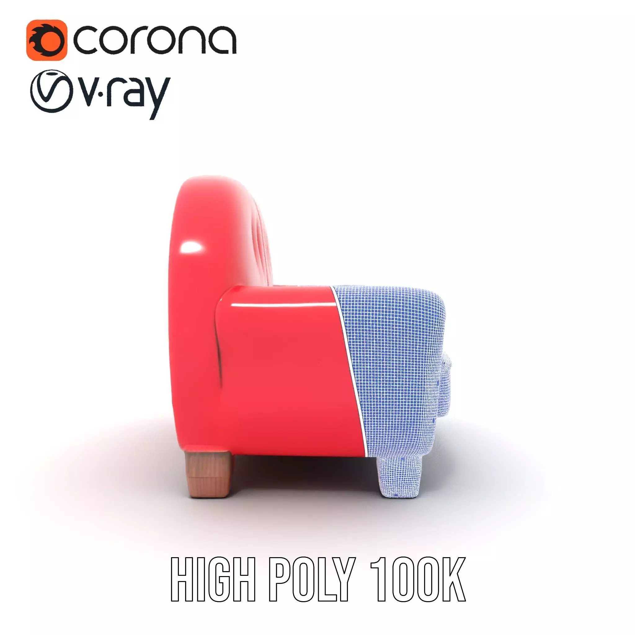 Red Velvet Sofa model pack Low-poly 3D model_35