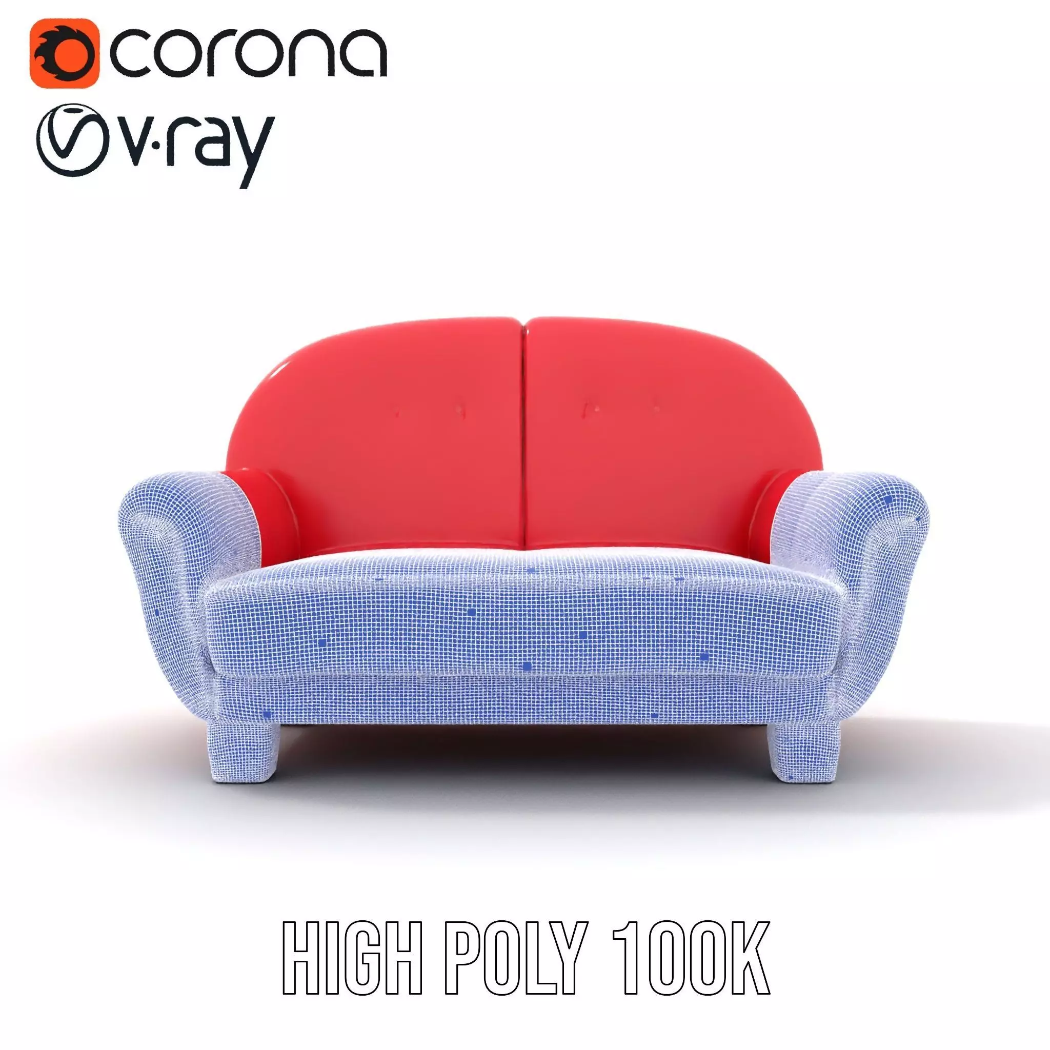Red Velvet Sofa model pack Low-poly 3D model_34