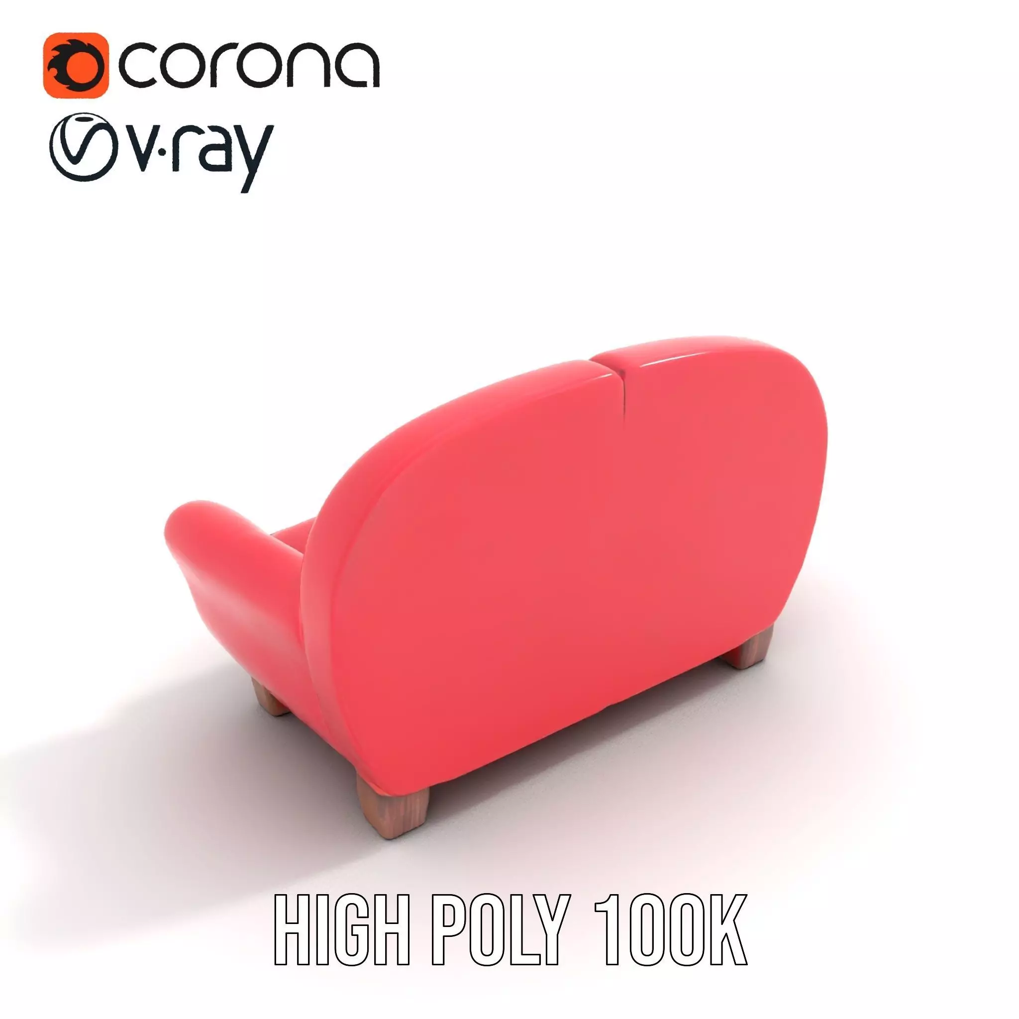 Red Velvet Sofa model pack Low-poly 3D model_18