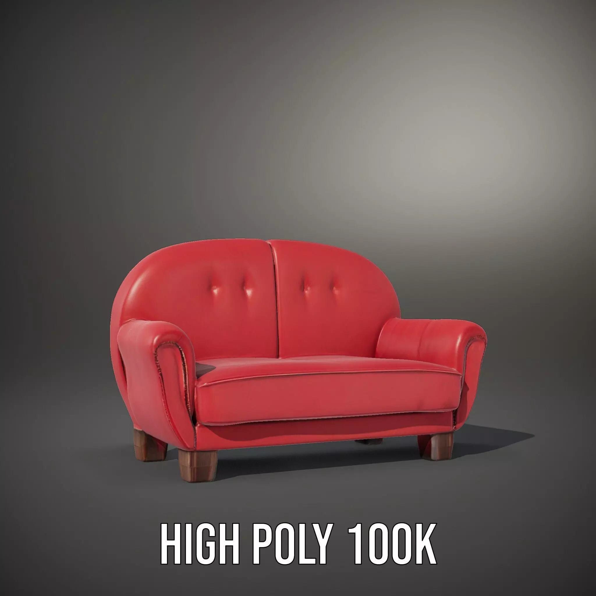 Red Velvet Sofa model pack Low-poly 3D model_9