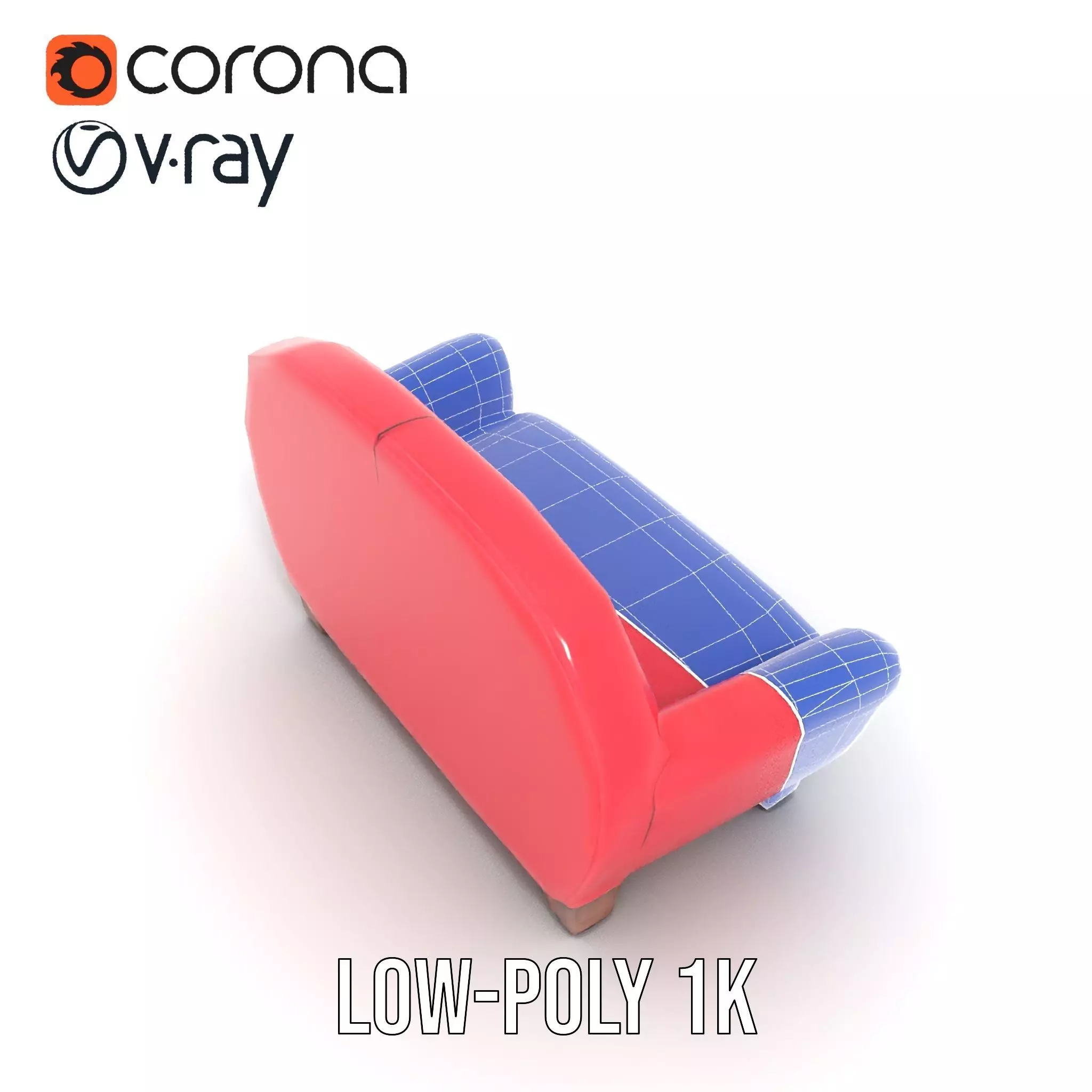 Red Velvet Sofa model pack Low-poly 3D model_15