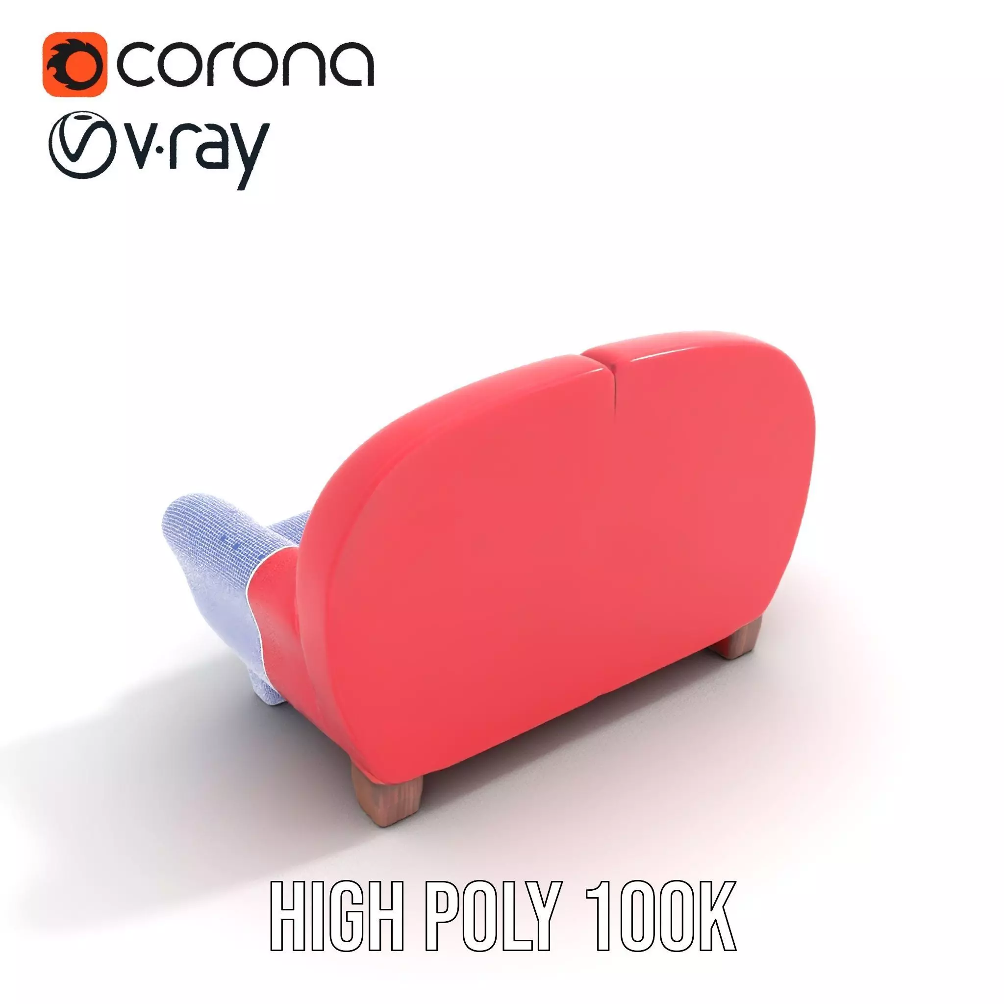 Red Velvet Sofa model pack Low-poly 3D model_24