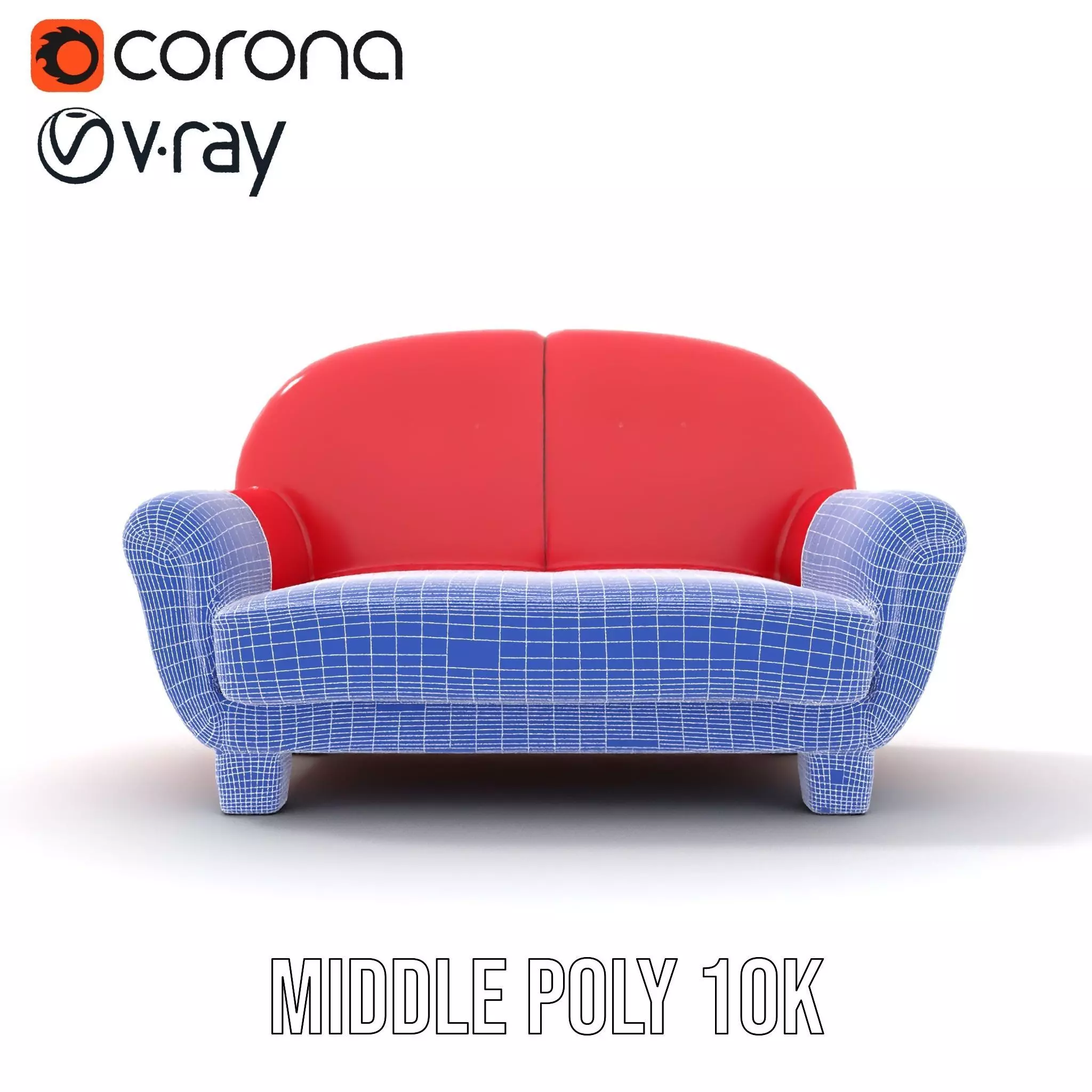 Red Velvet Sofa model pack Low-poly 3D model_16