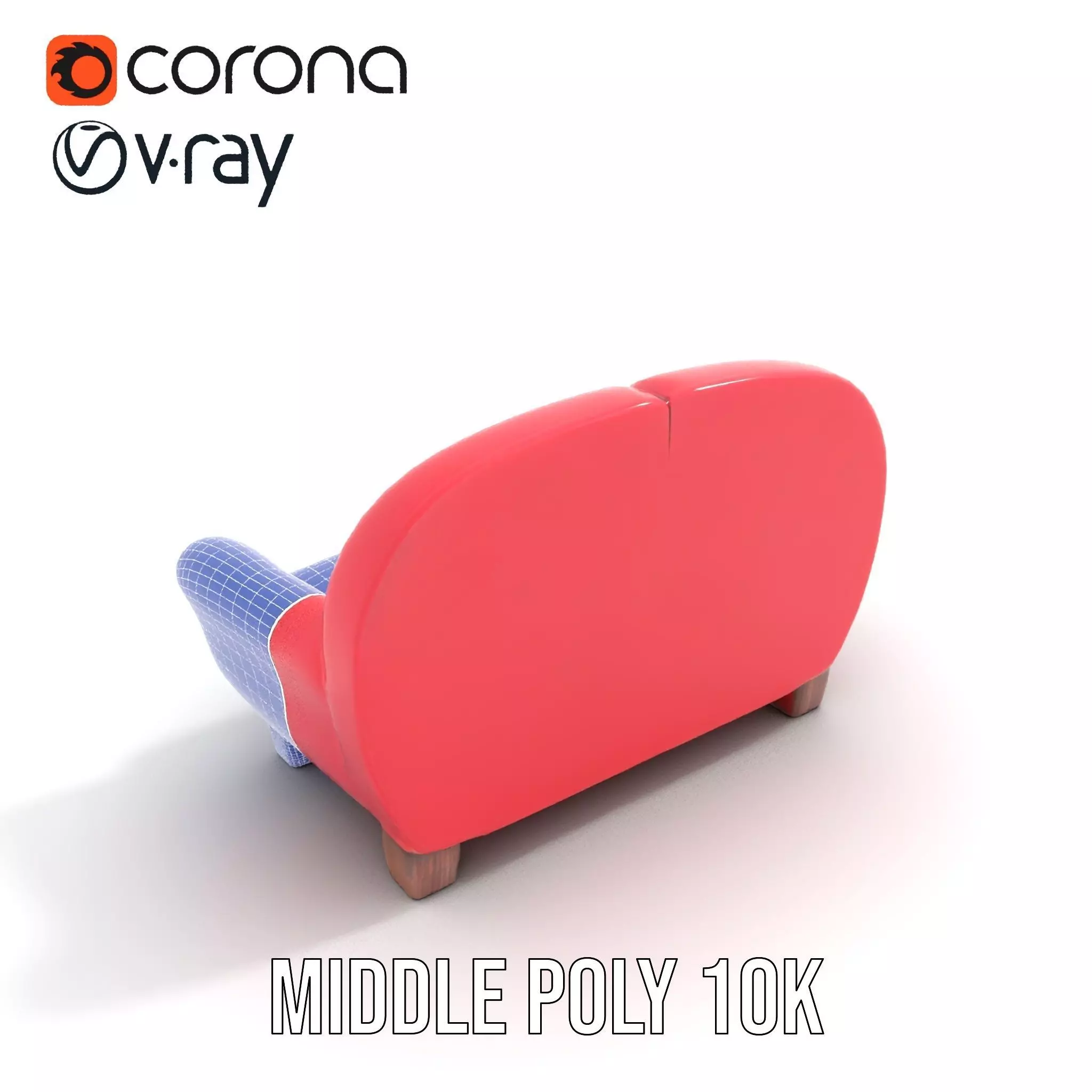 Red Velvet Sofa model pack Low-poly 3D model_27