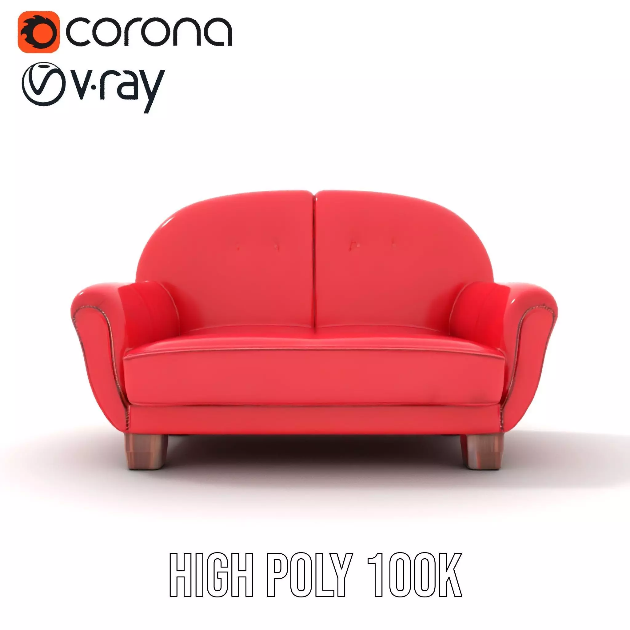 Red Velvet Sofa model pack Low-poly 3D model_33