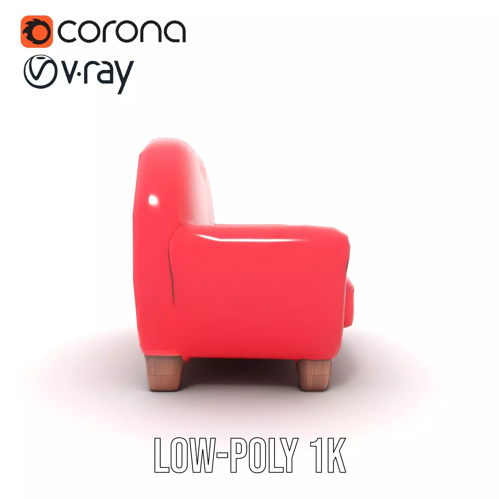 Red Velvet Sofa model pack Low-poly 3D model_13