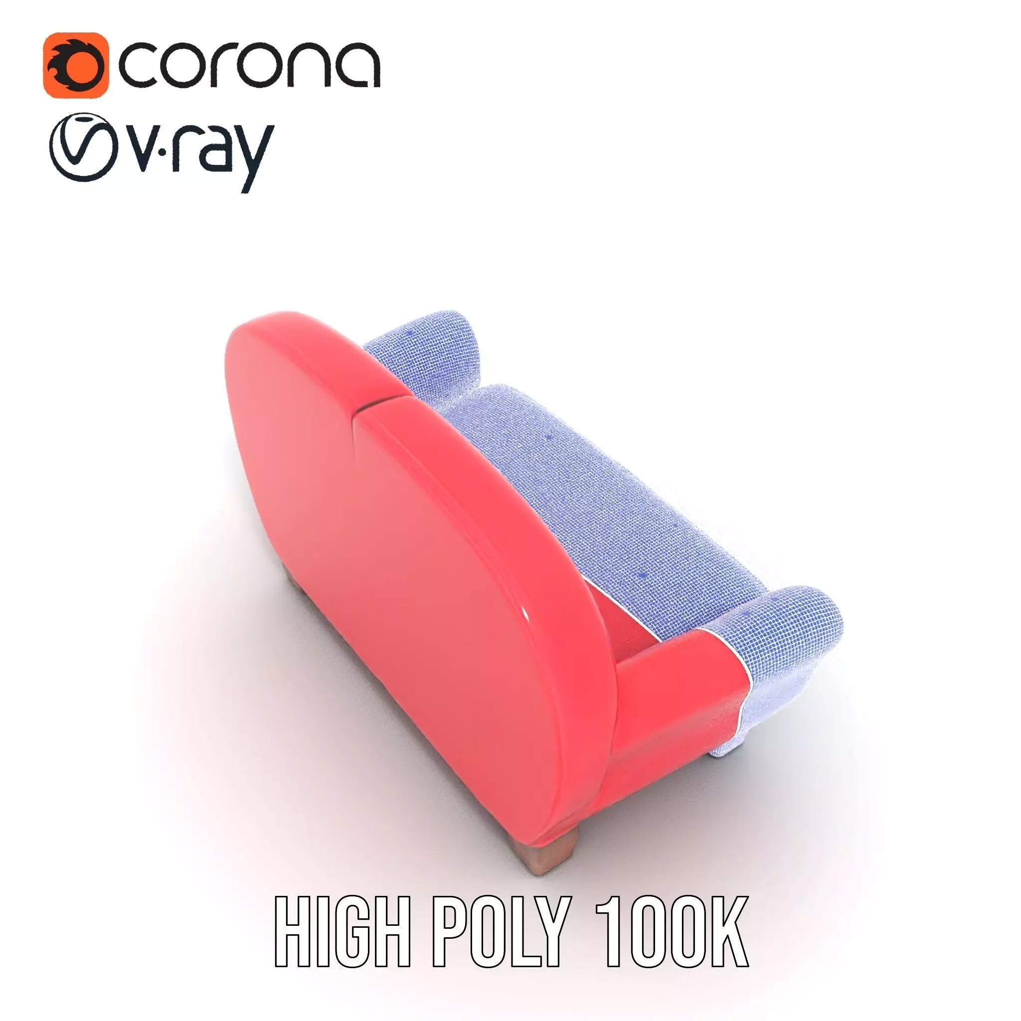 Red Velvet Sofa model pack Low-poly 3D model_32