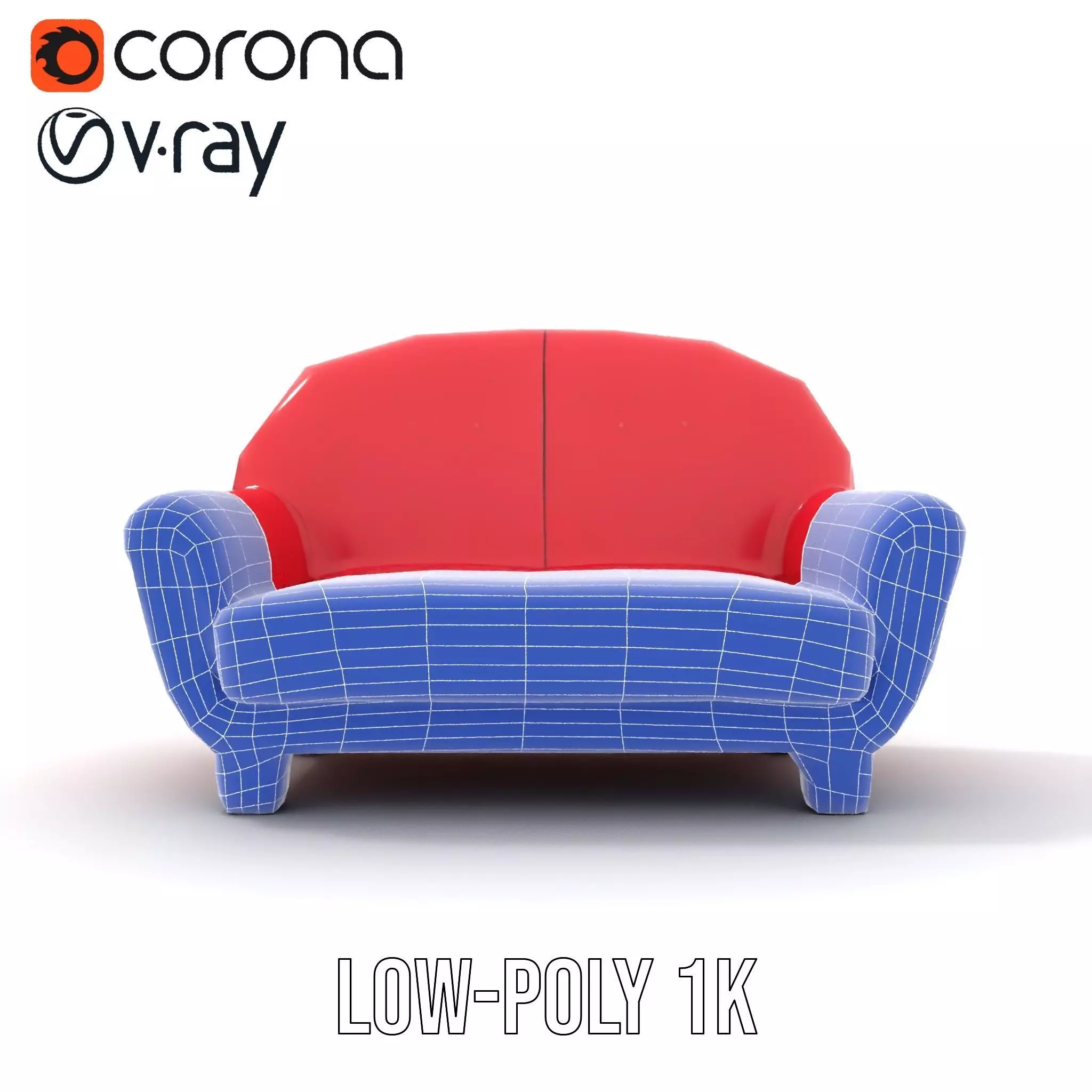 Red Velvet Sofa model pack Low-poly 3D model_31