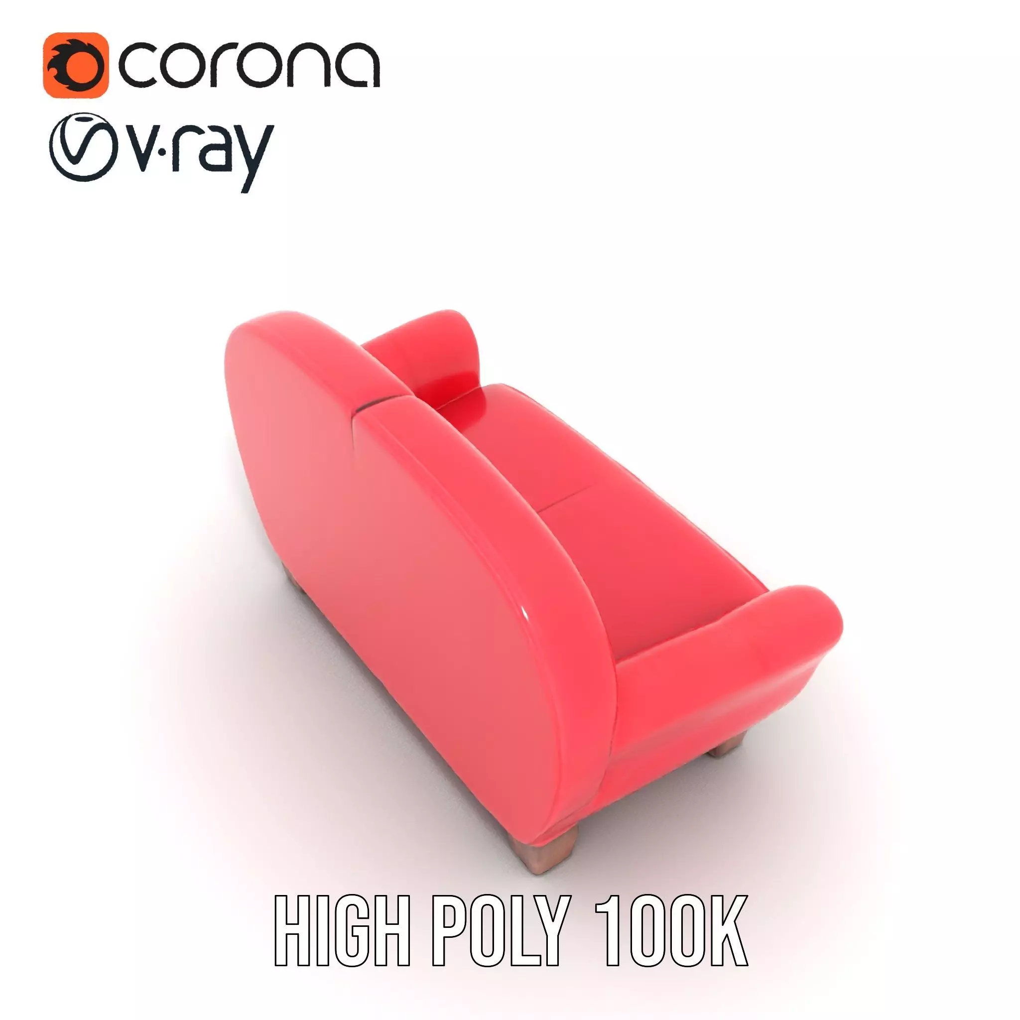 Red Velvet Sofa model pack Low-poly 3D model_21