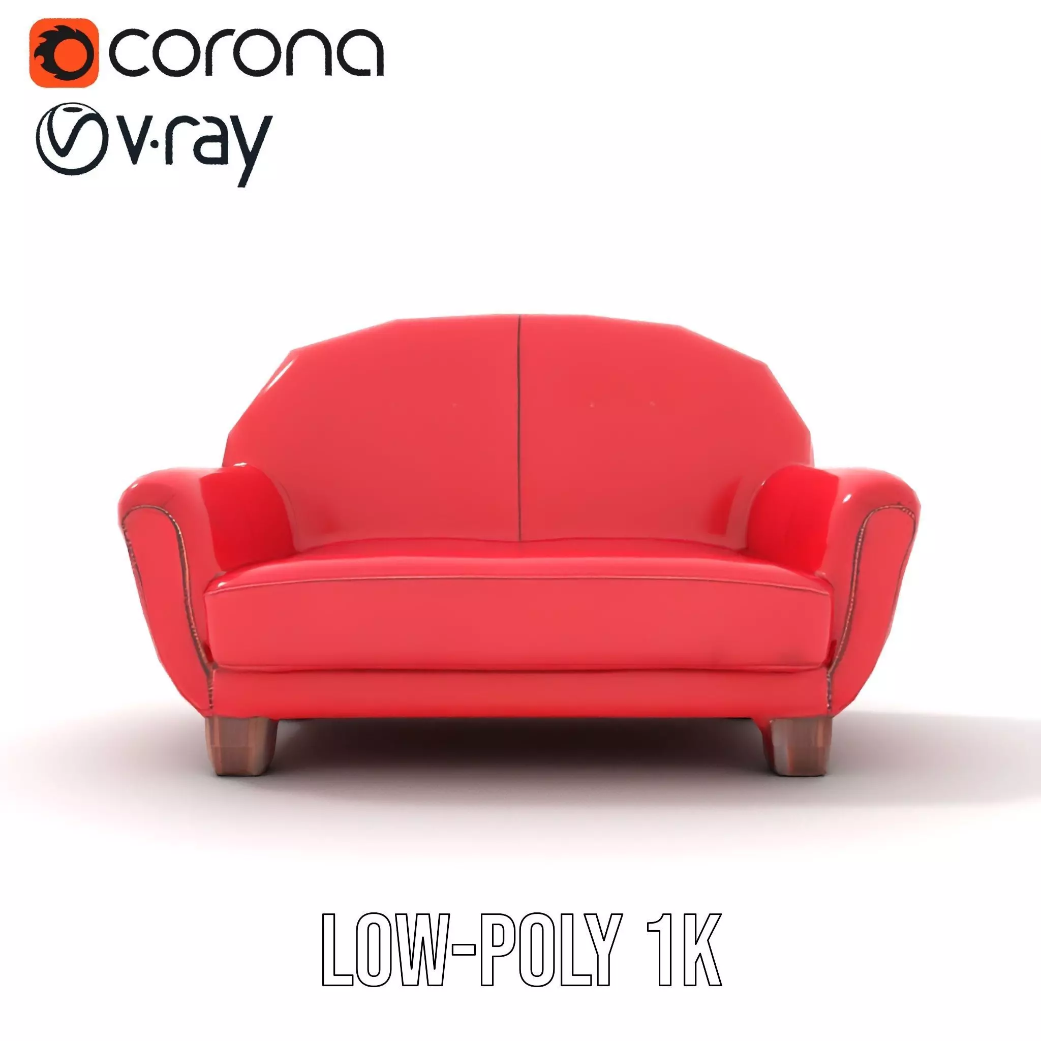 Red Velvet Sofa model pack Low-poly 3D model_26