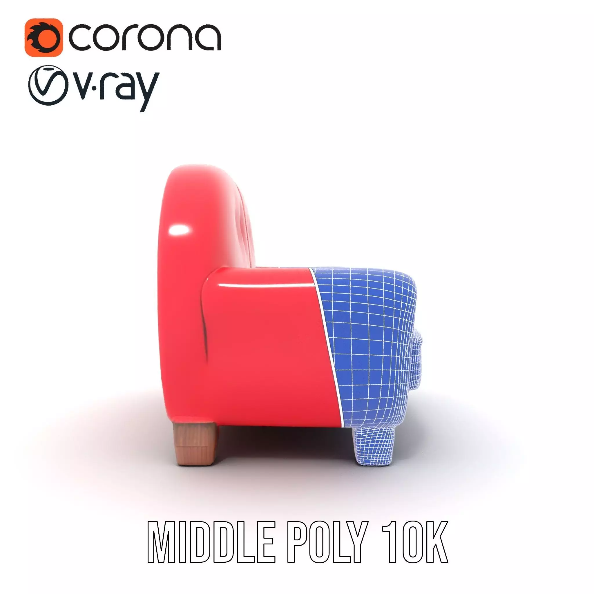 Red Velvet Sofa model pack Low-poly 3D model_30