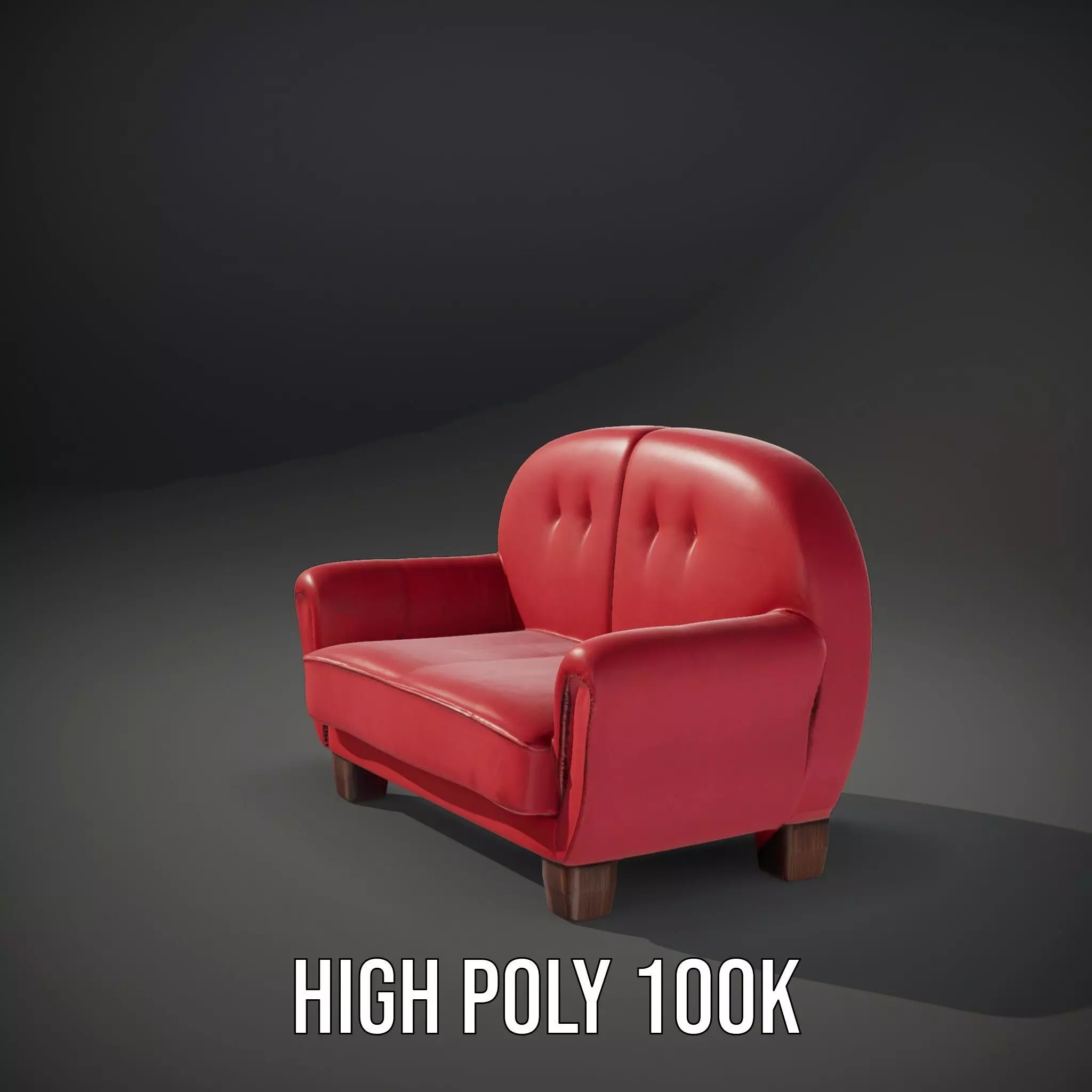 Red Velvet Sofa model pack Low-poly 3D model_11