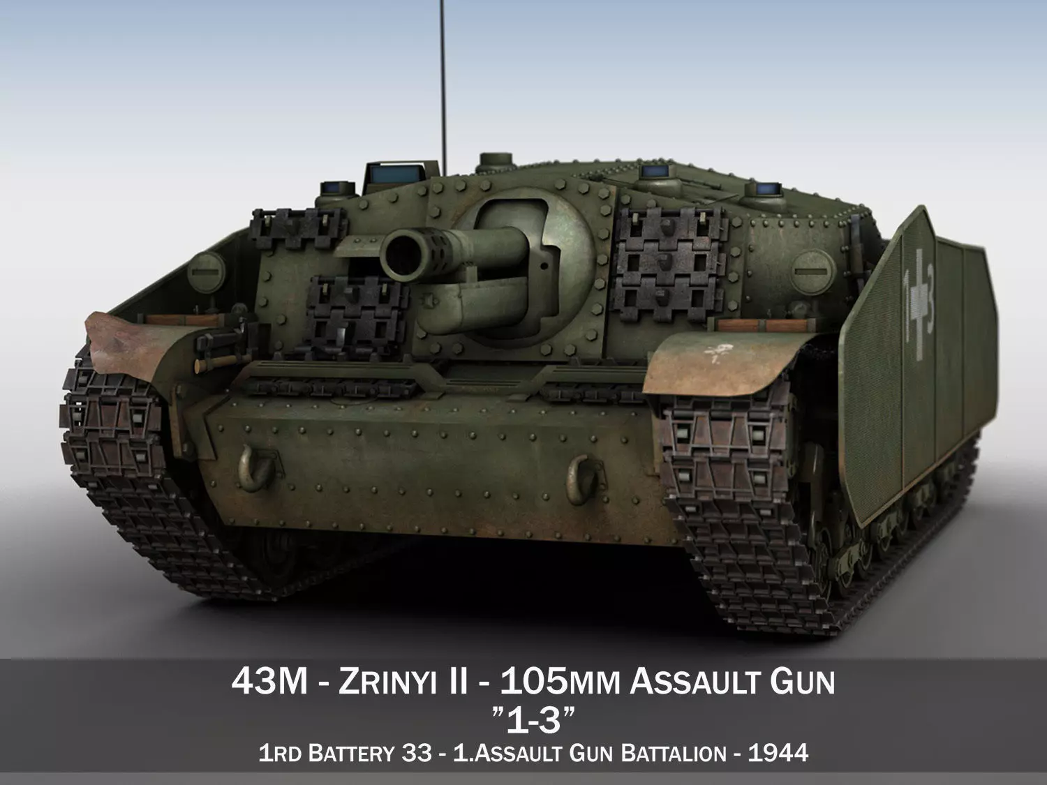 43M Zrinyi II - Hungarian Assault Gun - 1rd Battery 13 3D model_0