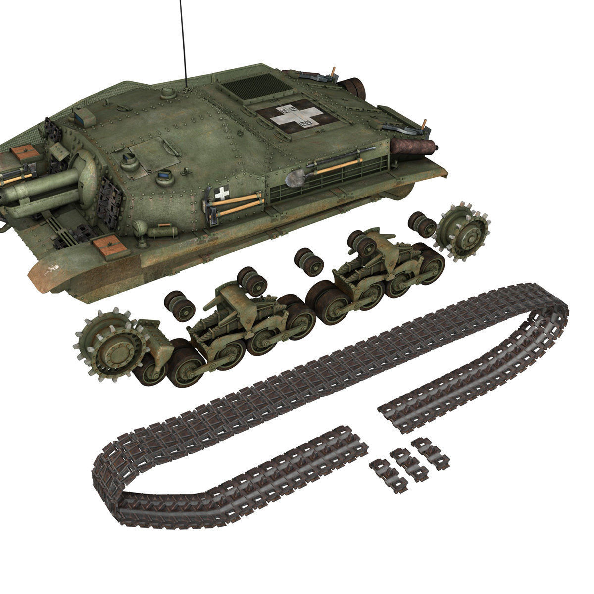 43M Zrinyi II - Hungarian Assault Gun - 1rd Battery 13 3D model_9