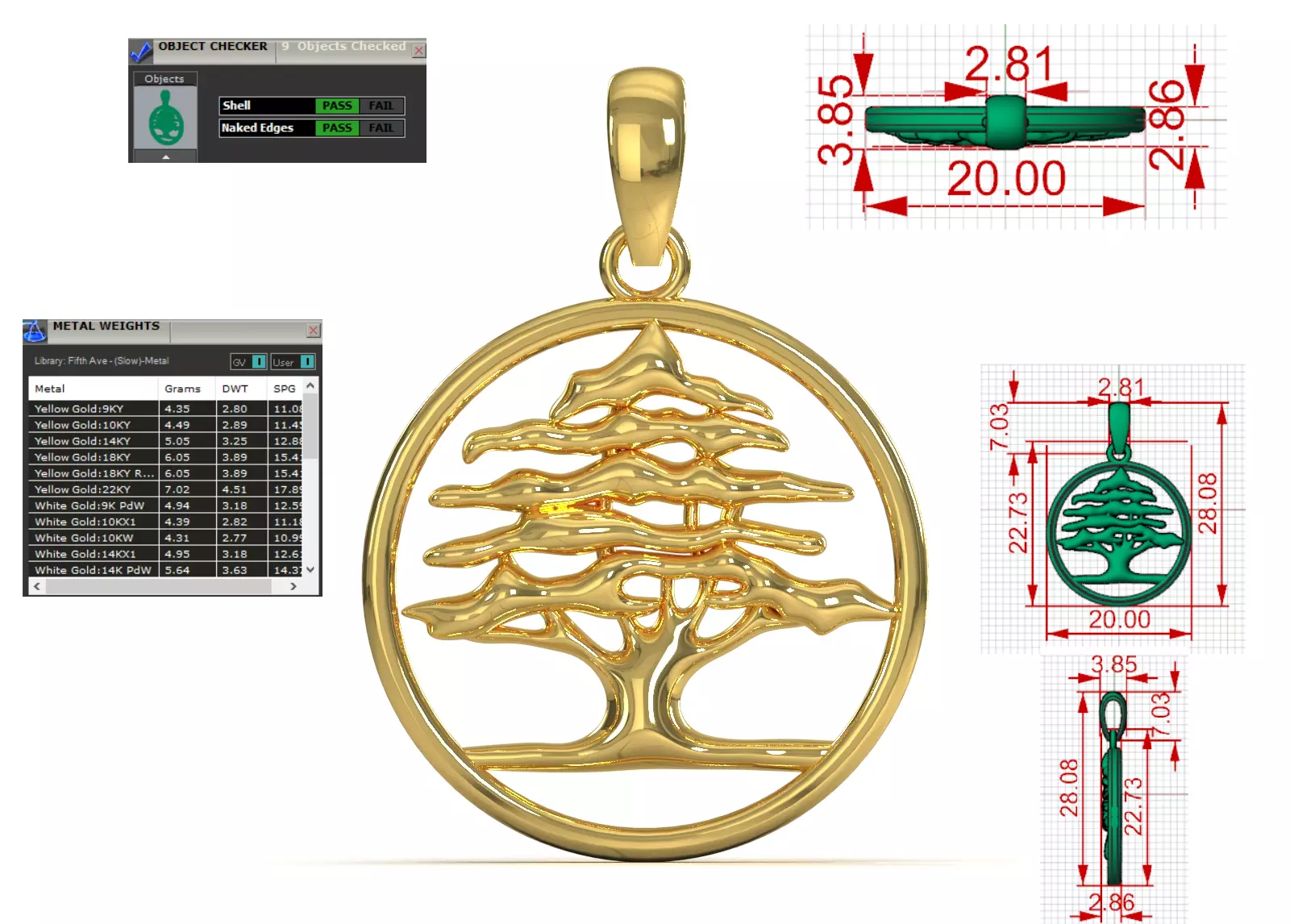 Circle Cedar Tree of Life STL 3DM 3D gold Pendant model gp0040 3D print model_0