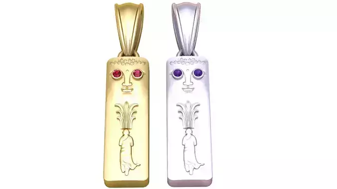 squar faces and men pendant 3d printablemodel 