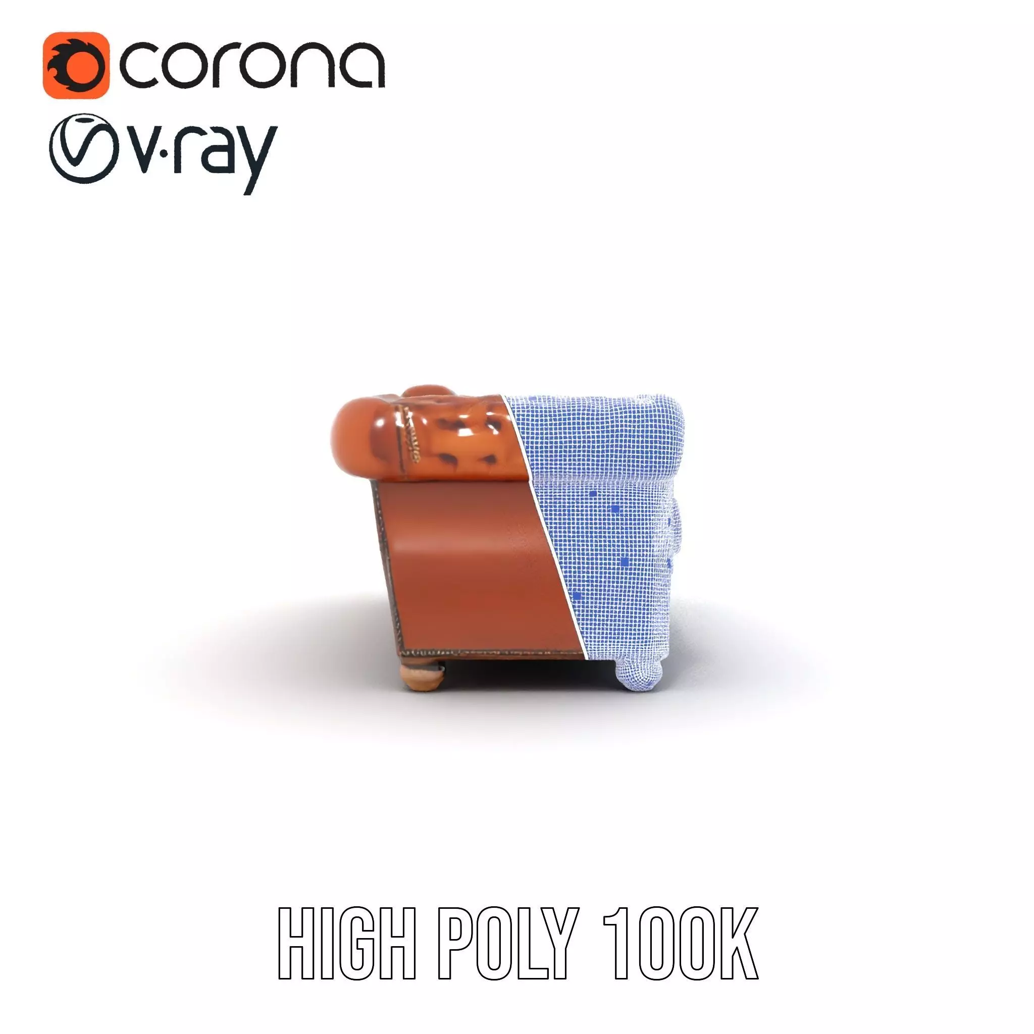 Classic Chesterfield Leather Sofa model pack Low-poly 3D model_32