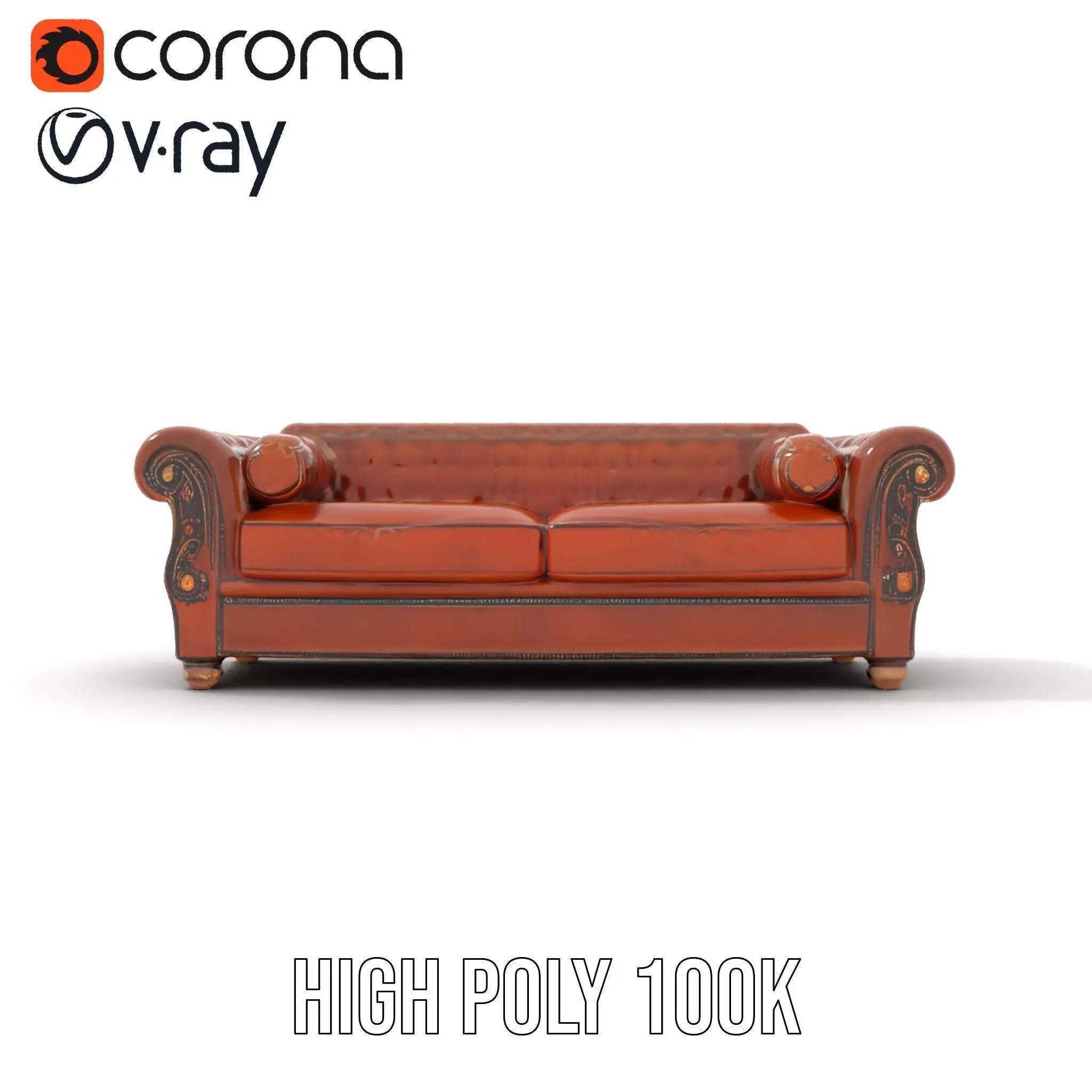 Classic Chesterfield Leather Sofa model pack Low-poly 3D model_16
