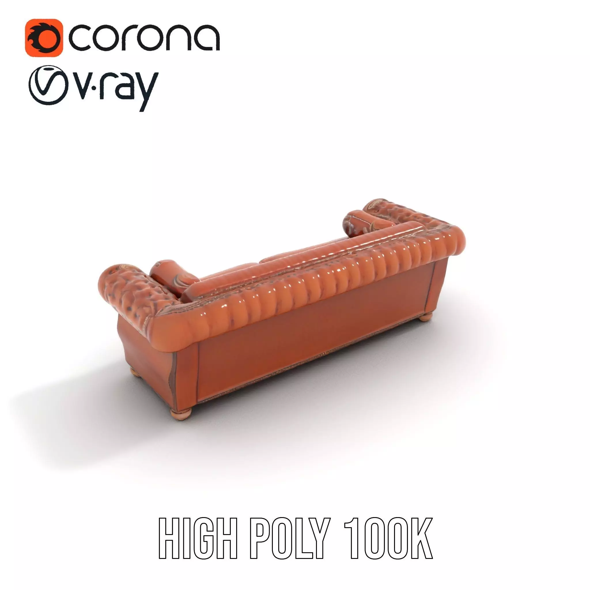 Classic Chesterfield Leather Sofa model pack Low-poly 3D model_24