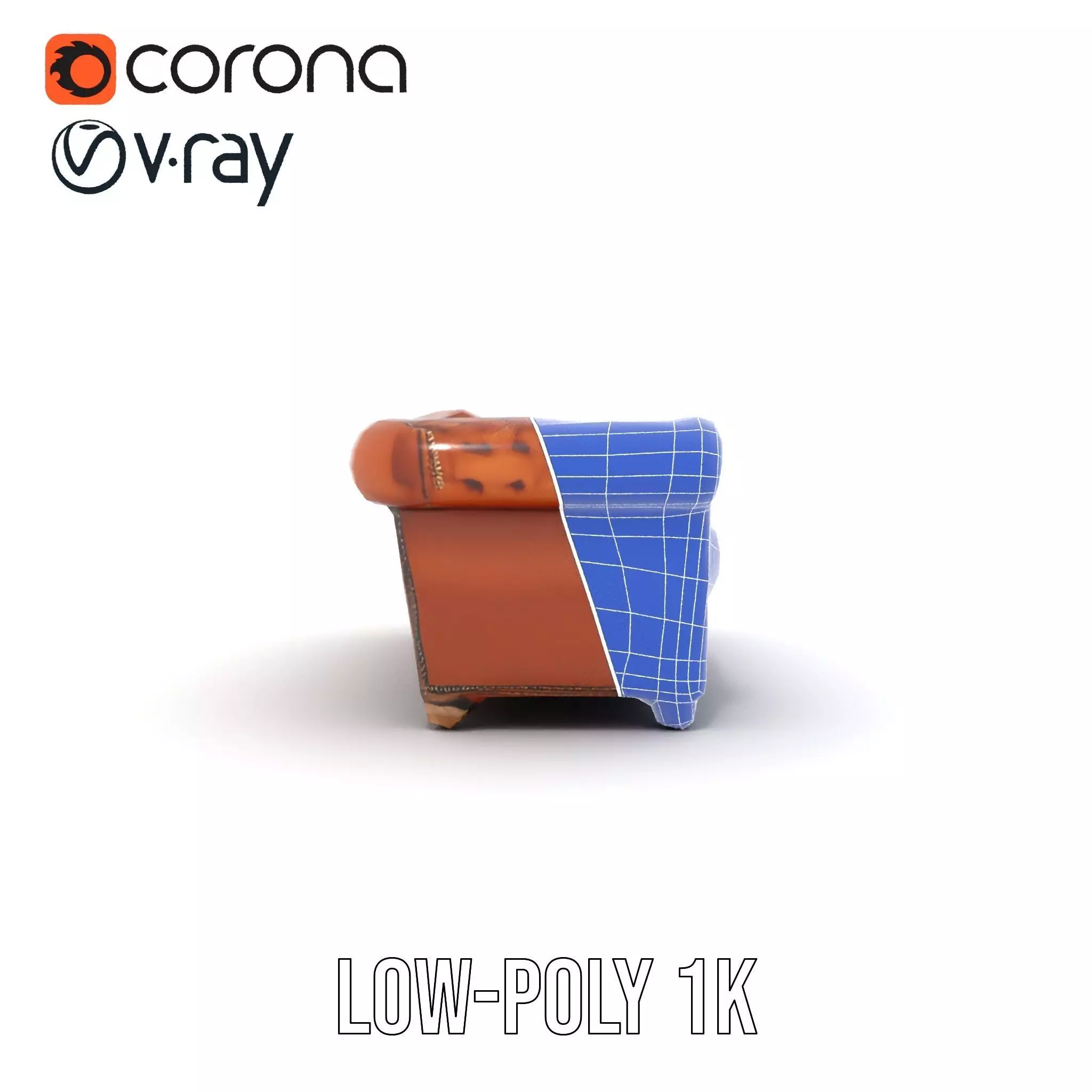 Classic Chesterfield Leather Sofa model pack Low-poly 3D model_31