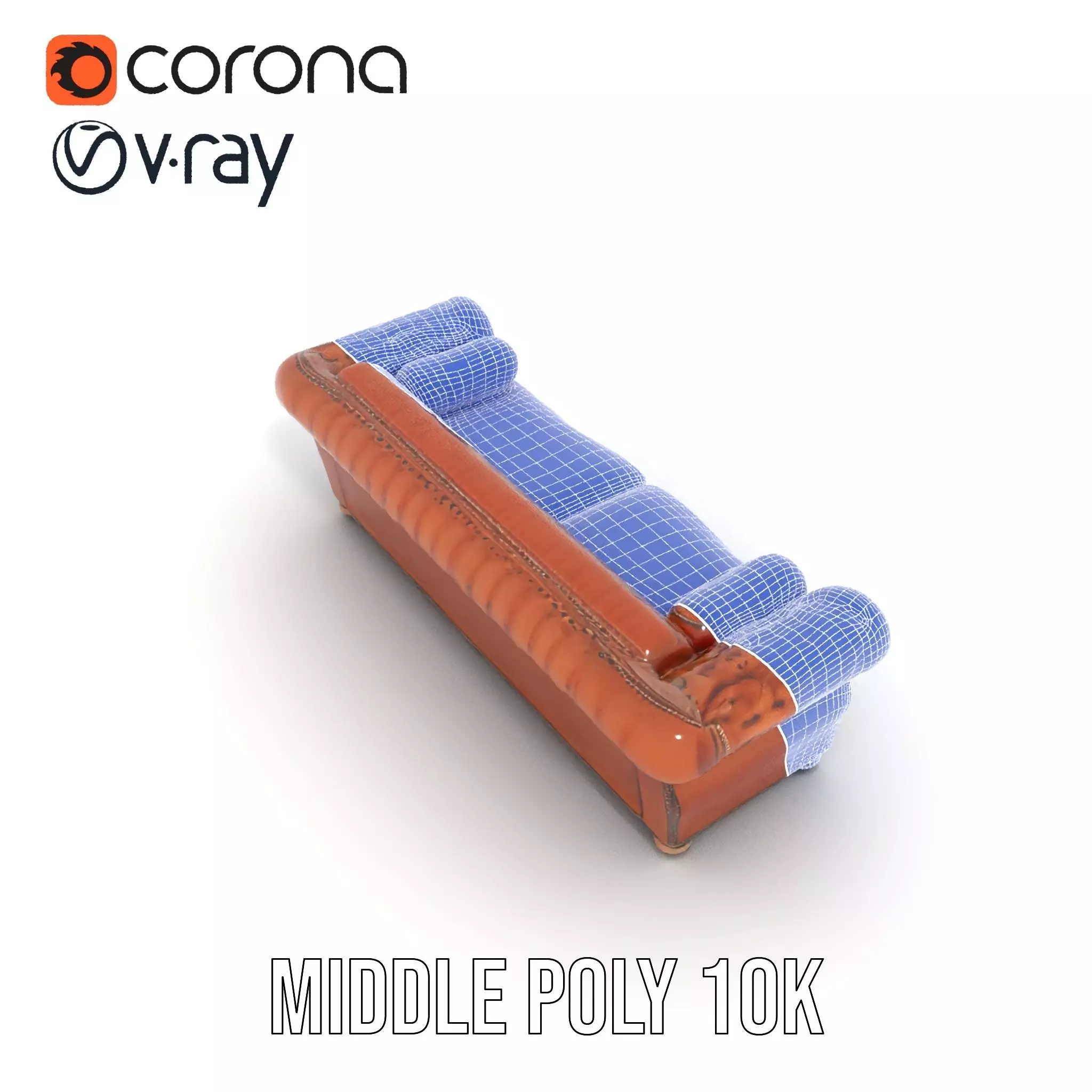 Classic Chesterfield Leather Sofa model pack Low-poly 3D model_30