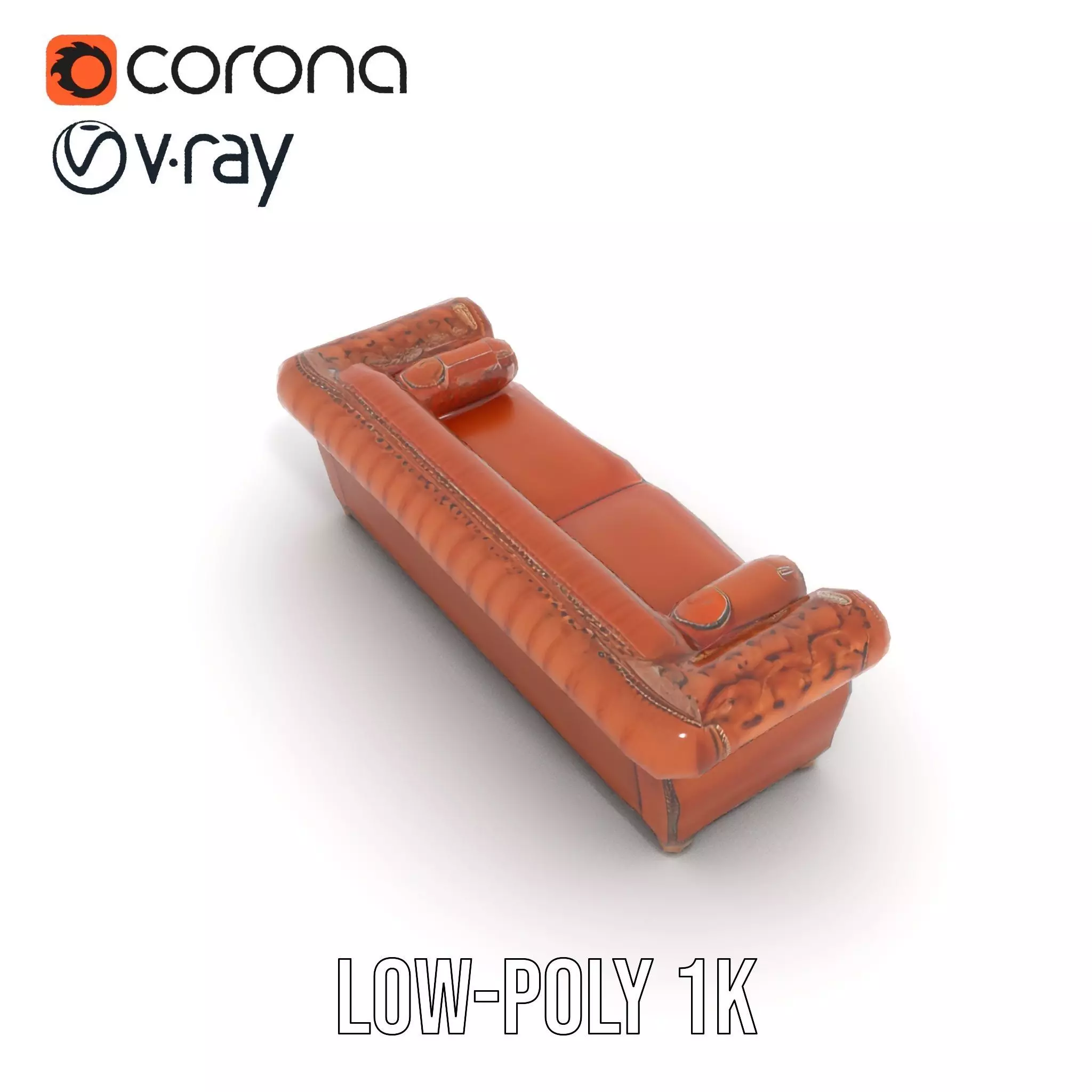 Classic Chesterfield Leather Sofa model pack Low-poly 3D model_23