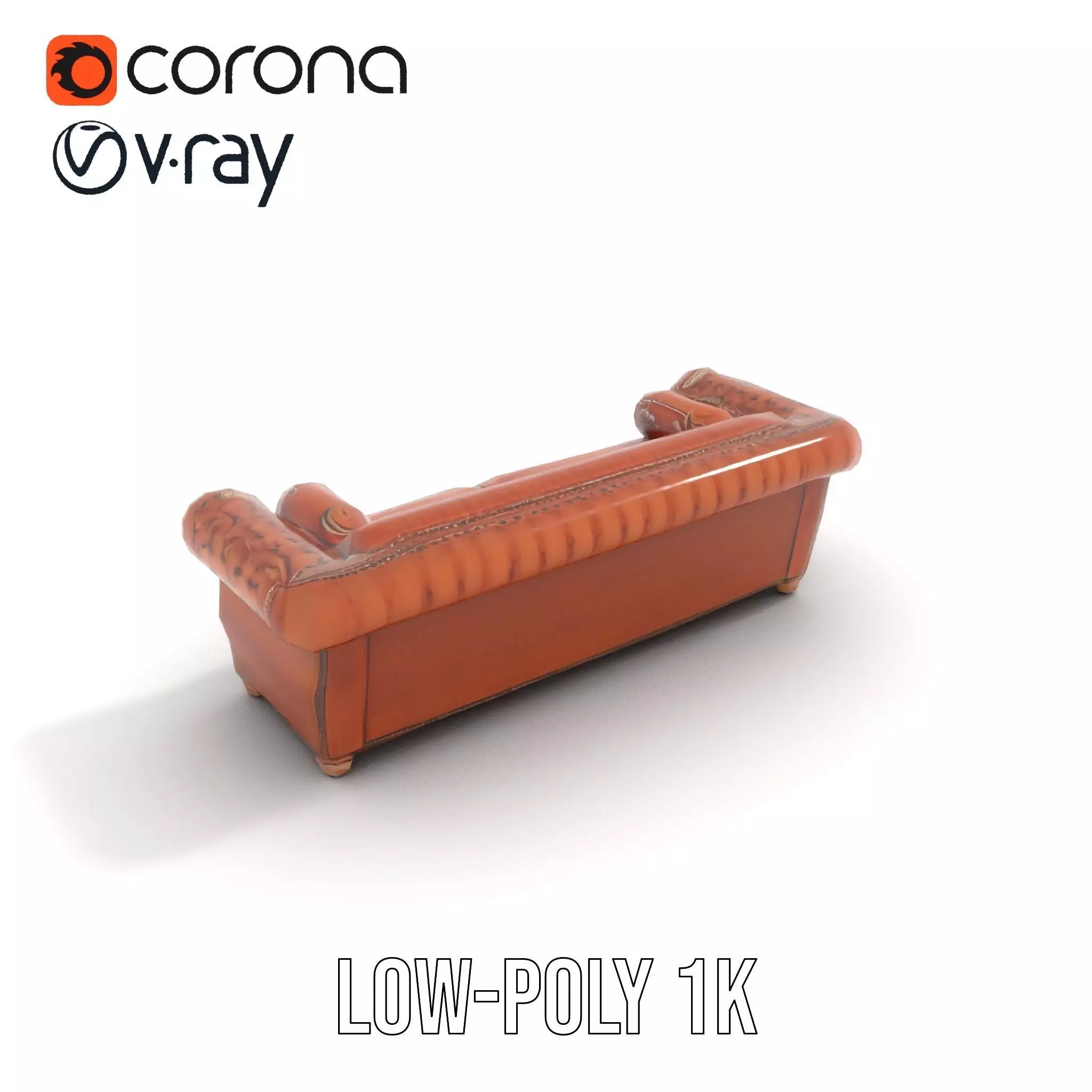 Classic Chesterfield Leather Sofa model pack Low-poly 3D model_8