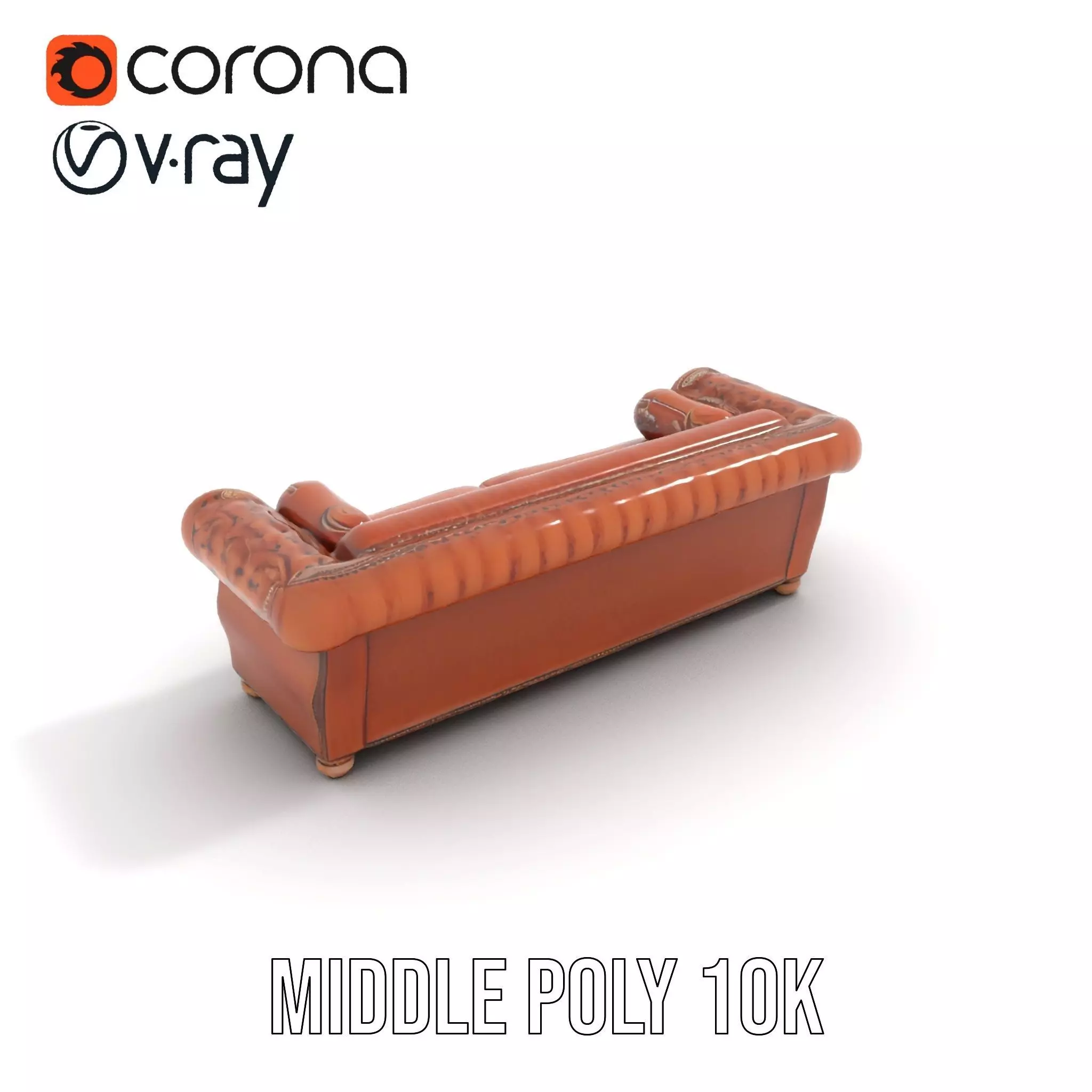 Classic Chesterfield Leather Sofa model pack Low-poly 3D model_6