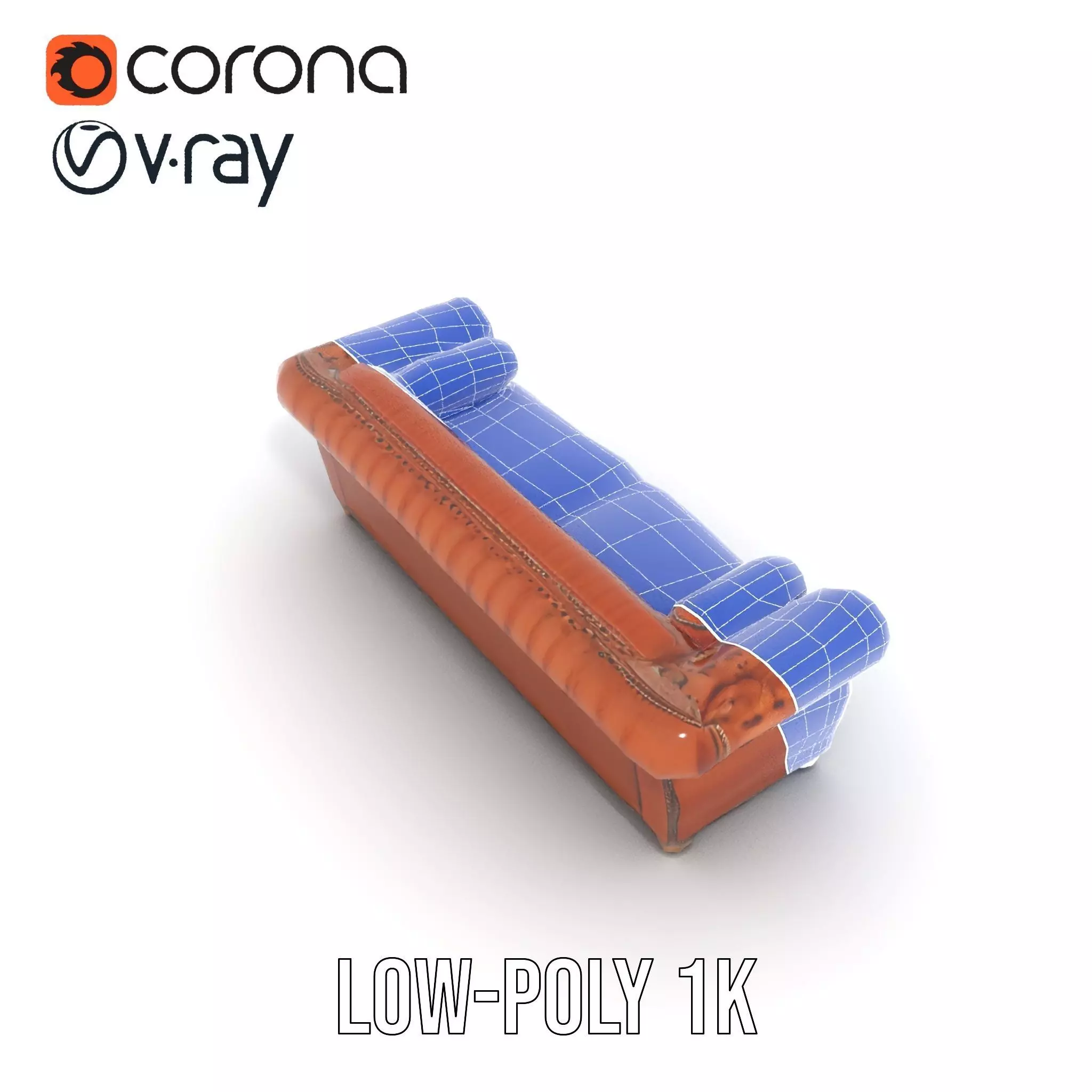 Classic Chesterfield Leather Sofa model pack Low-poly 3D model_13