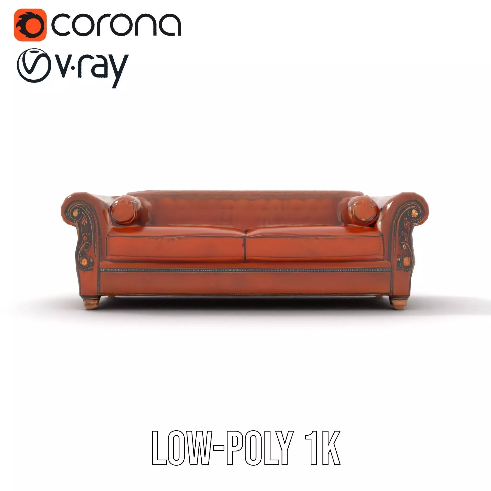 Classic Chesterfield Leather Sofa model pack Low-poly 3D model_26