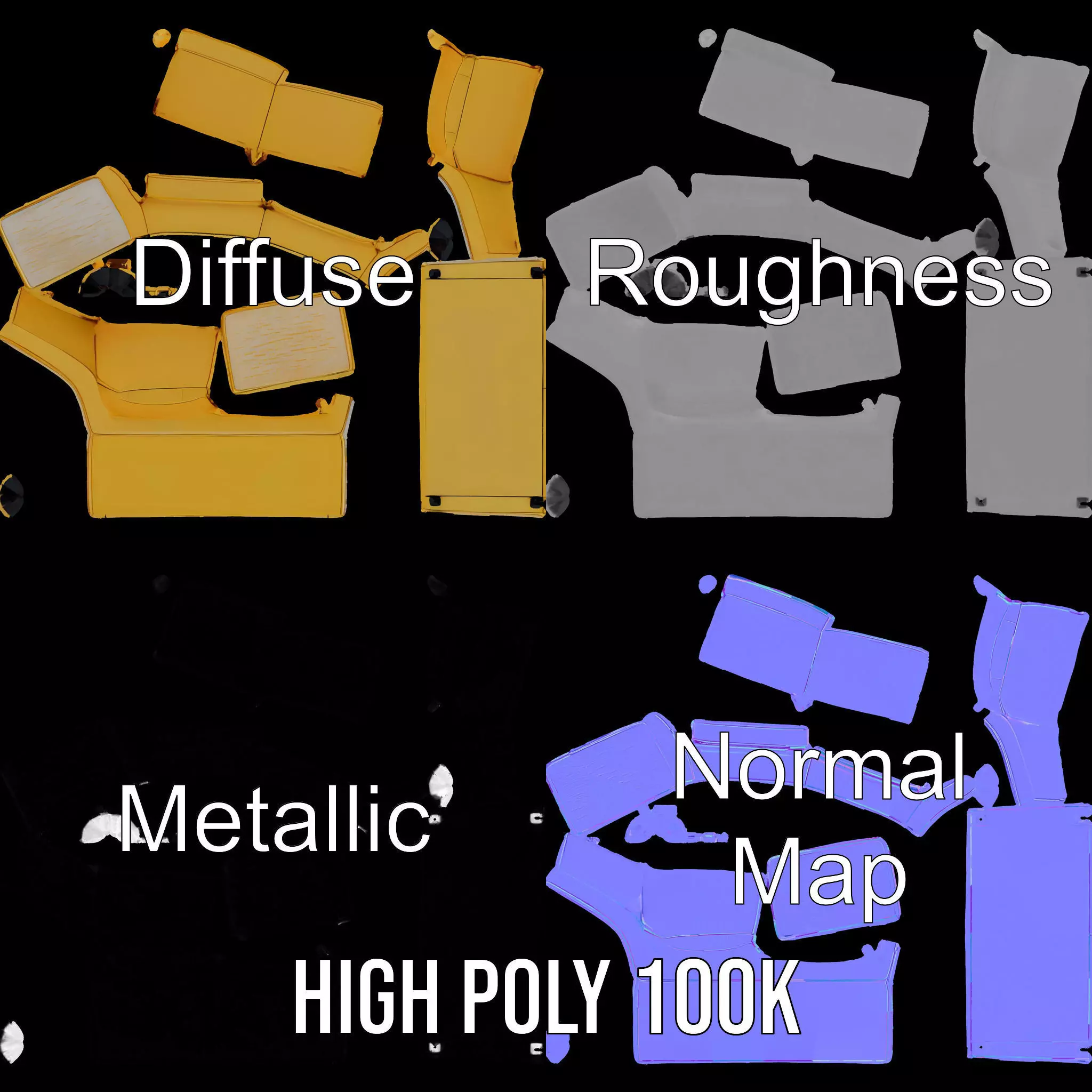 Sunny Comfort Sofa model pack Low-poly 3D model_4