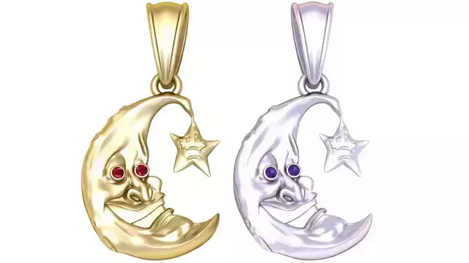 moon faces pendat 3d printable model 