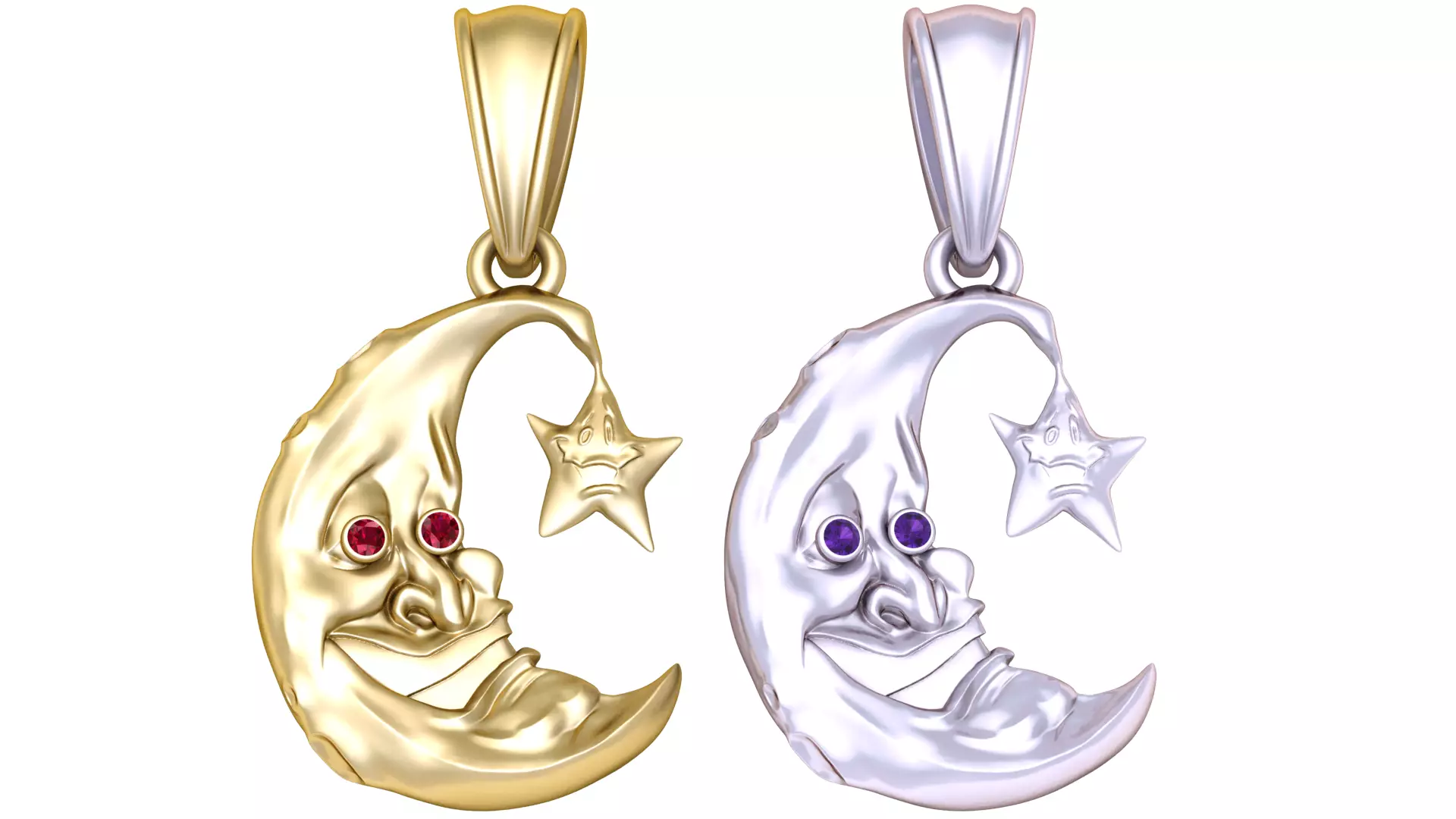 moon faces pendat 3d printable model 3D print model_0