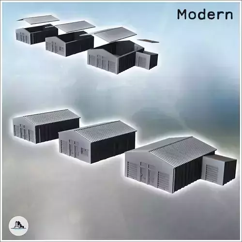 Set of three tin roof sheds with annex 10 - Modern WW2 WW1 World