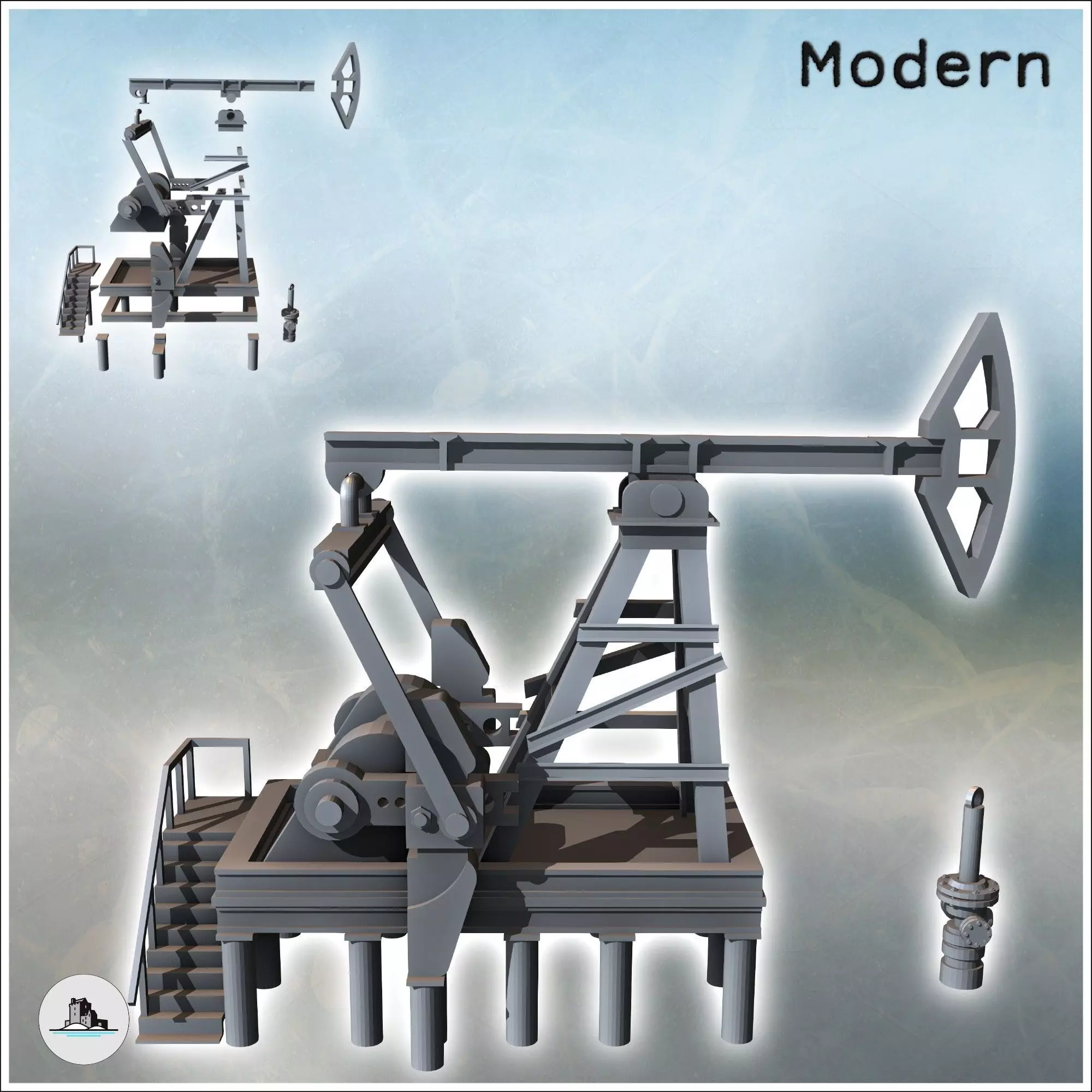 Oil Pumping Tlake with Well Inlet 13 - Modern WW2 WW1 World War 3D print model_1