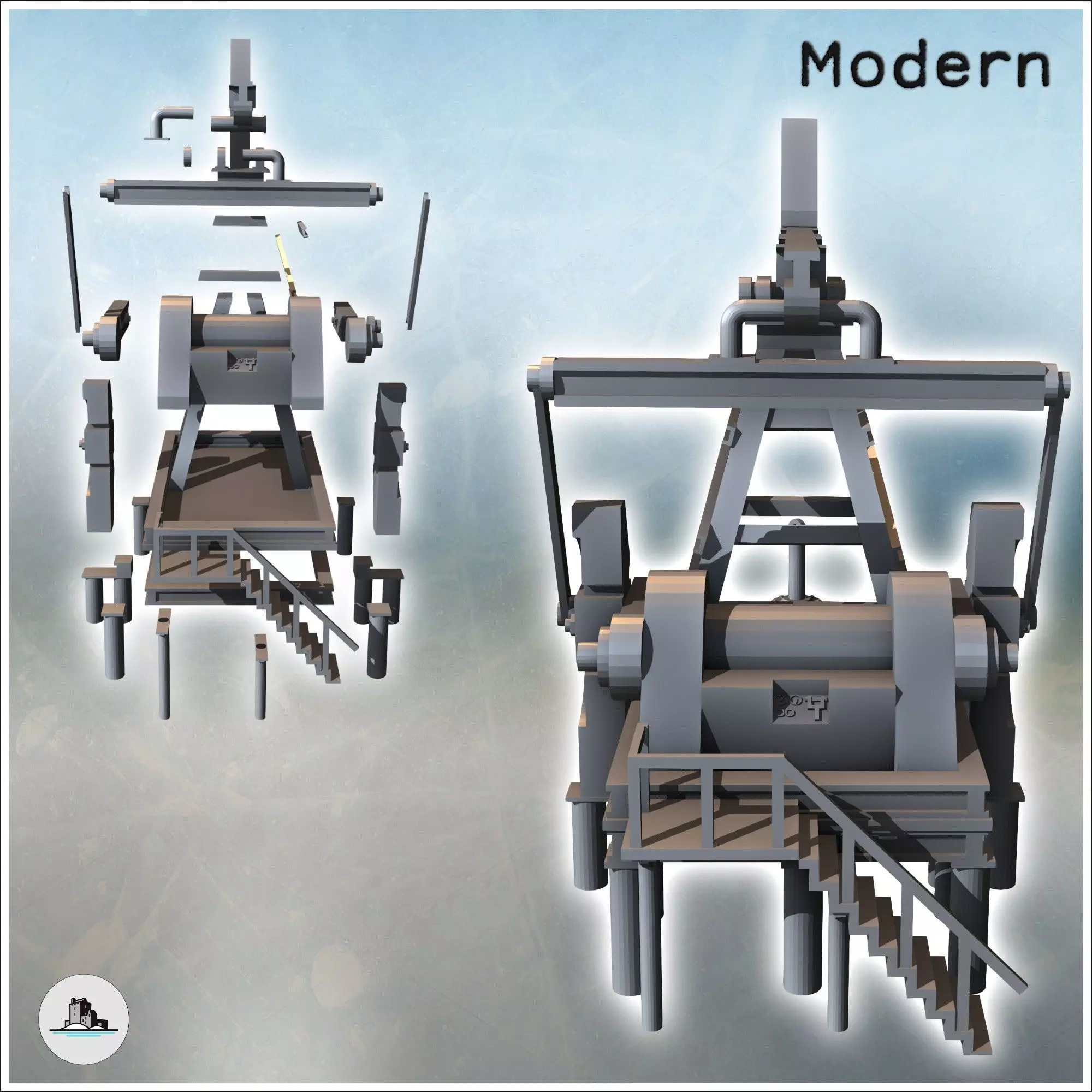 Oil Pumping Tlake with Well Inlet 13 - Modern WW2 WW1 World War 3D print model_2
