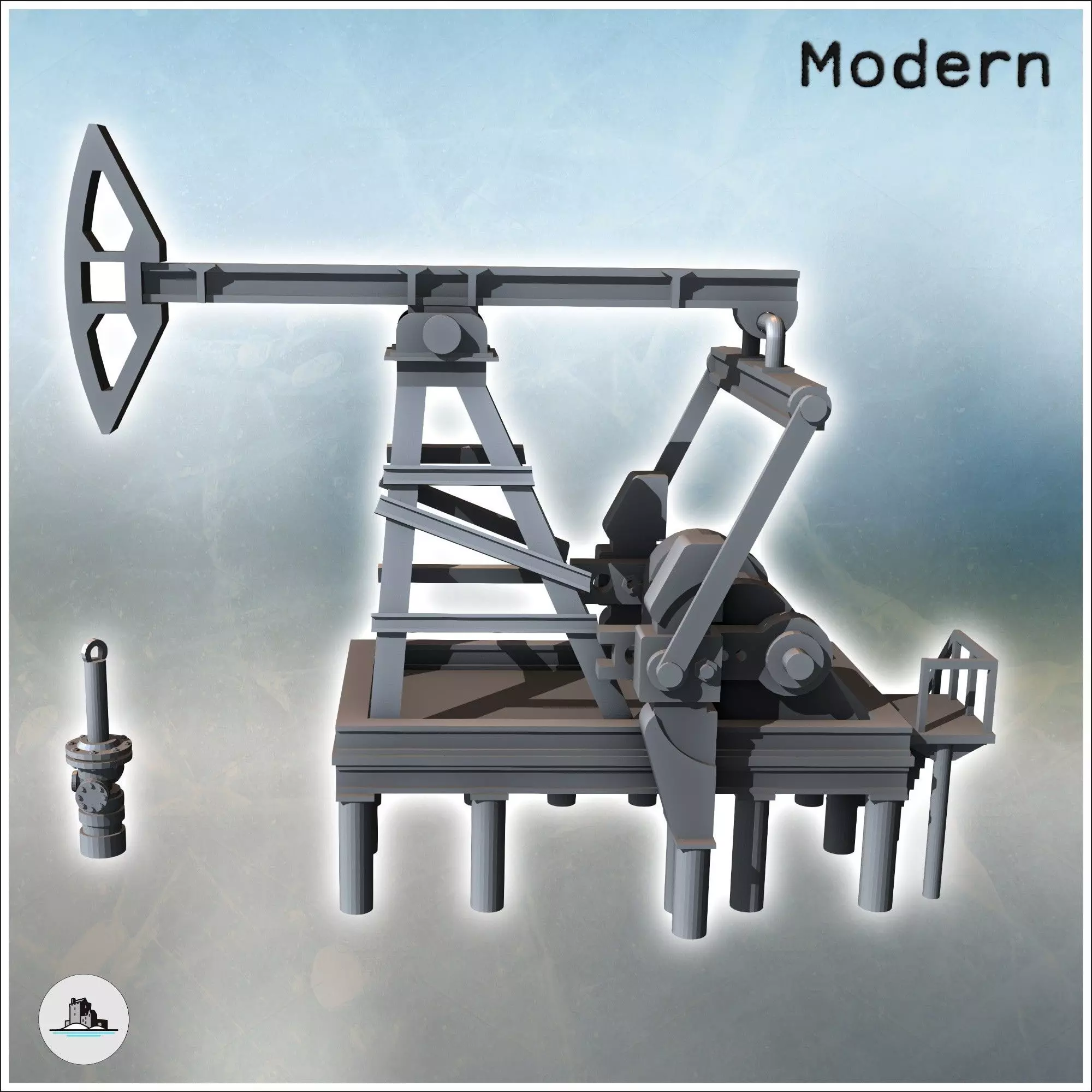 Oil Pumping Tlake with Well Inlet 13 - Modern WW2 WW1 World War 3D print model_3