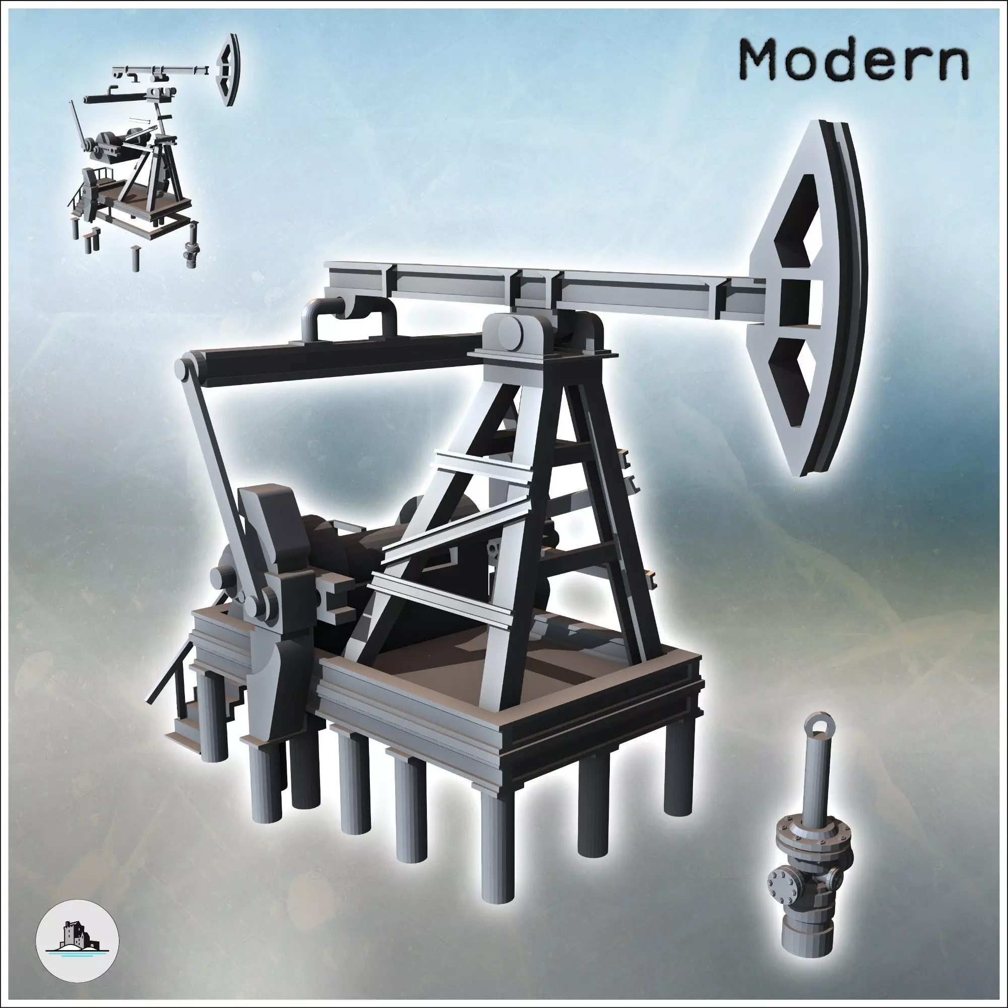 Oil Pumping Tlake with Well Inlet 13 - Modern WW2 WW1 World War 3D print model_0