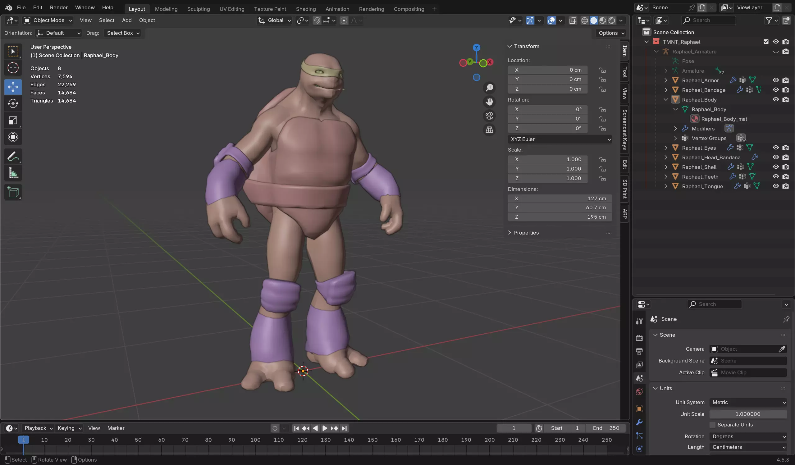 Raphael - TMNT  Low-poly 3D model_12
