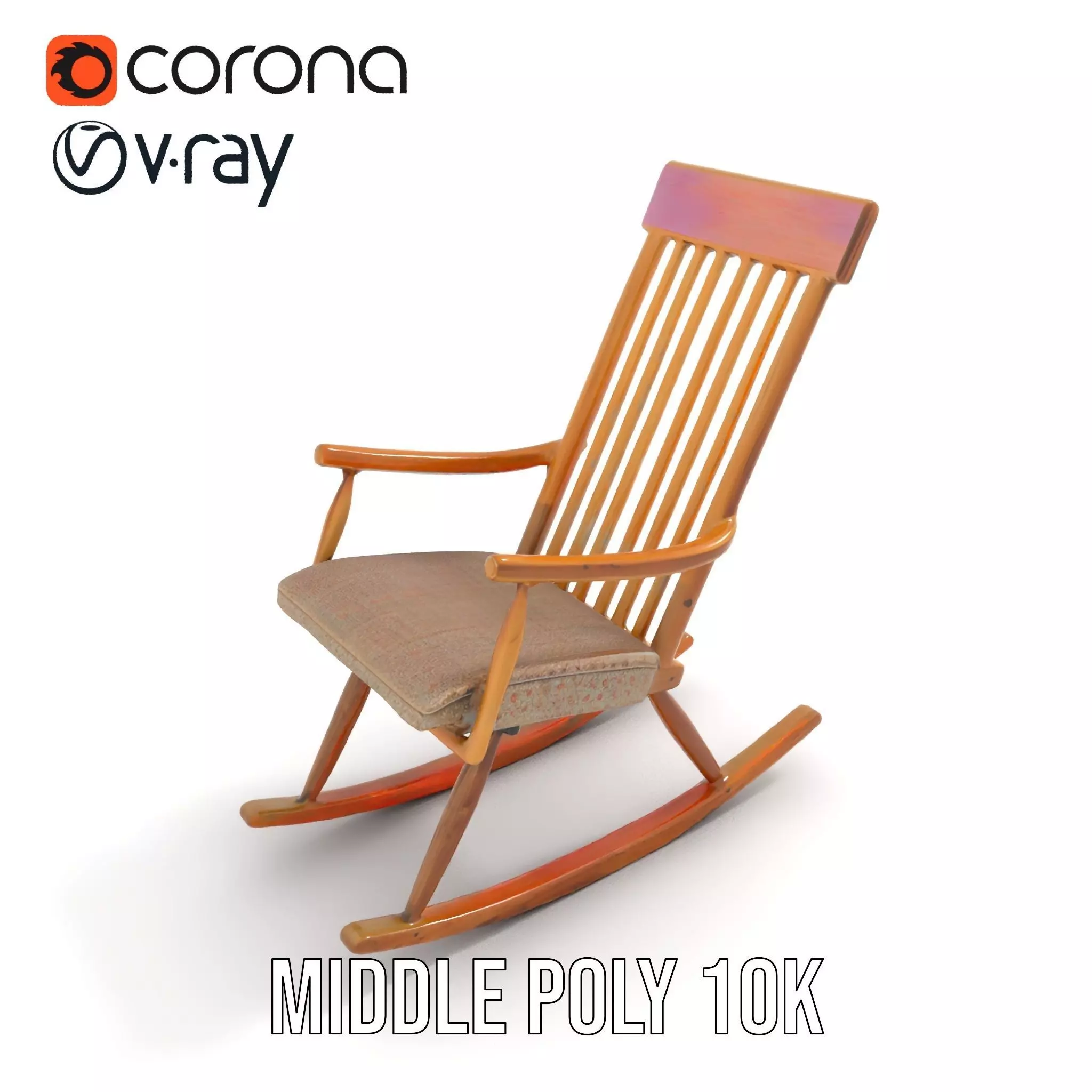 Classic Wooden Rocking Chair model pack Low-poly 3D model_6