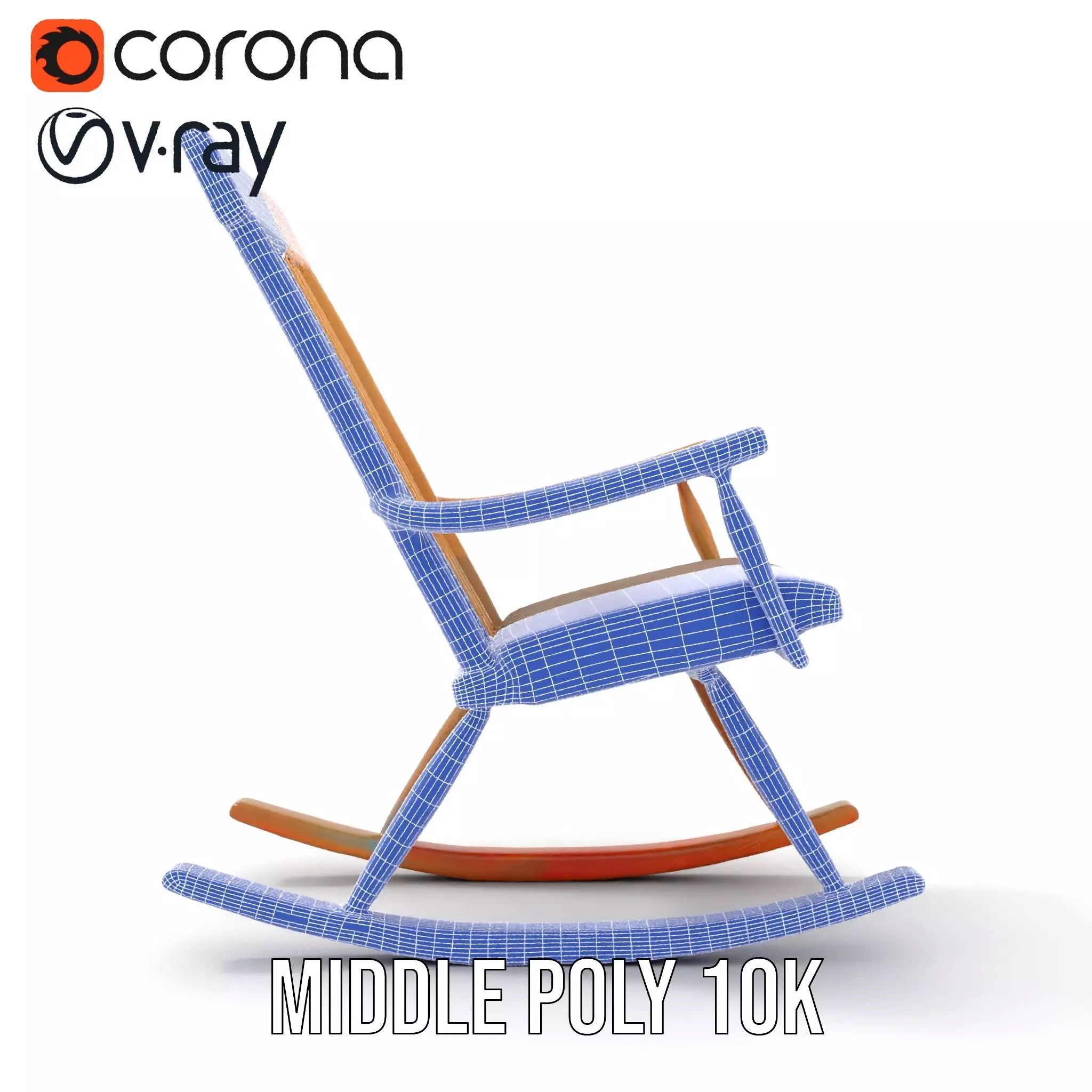 Classic Wooden Rocking Chair model pack Low-poly 3D model_25