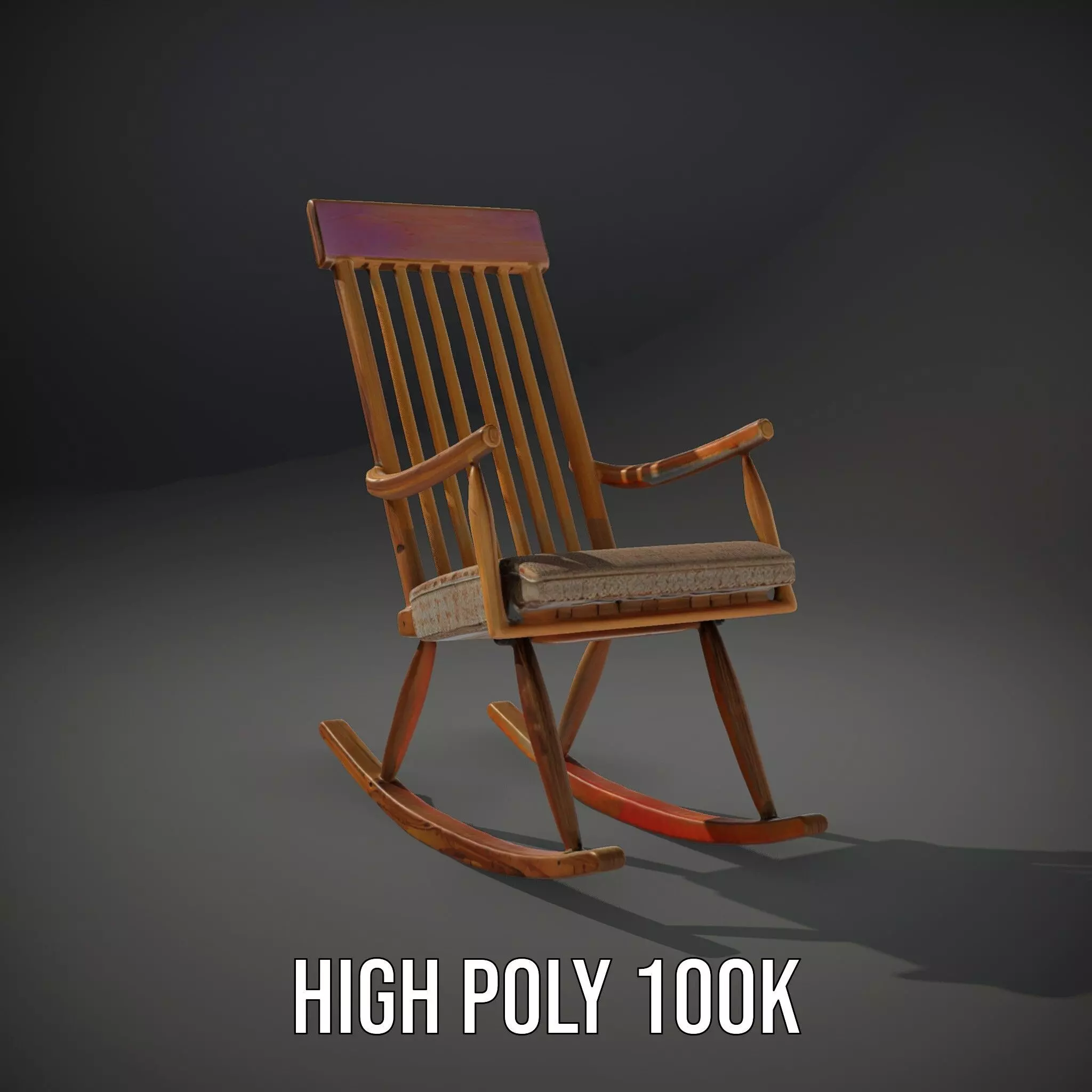 Classic Wooden Rocking Chair model pack Low-poly 3D model_11