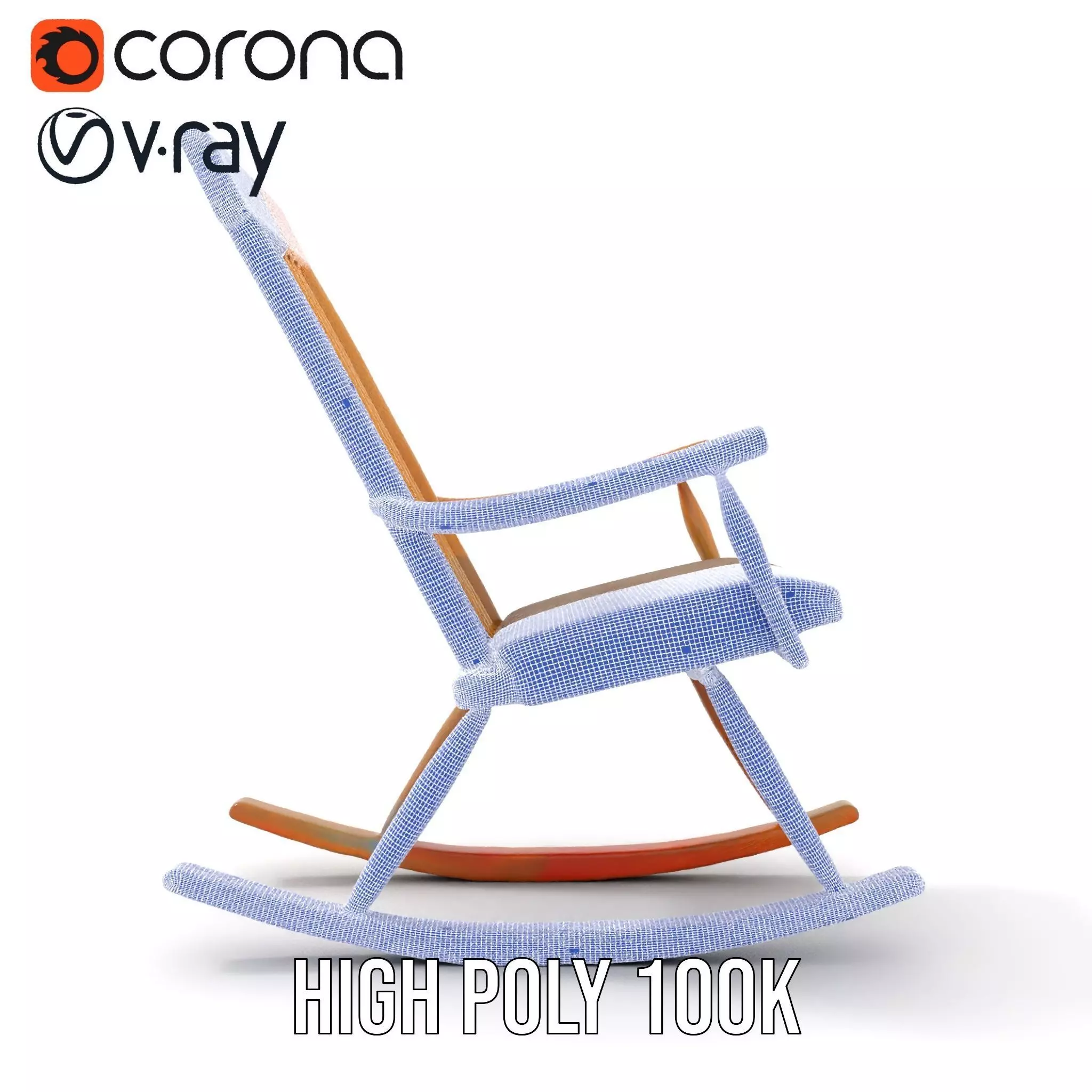 Classic Wooden Rocking Chair model pack Low-poly 3D model_35