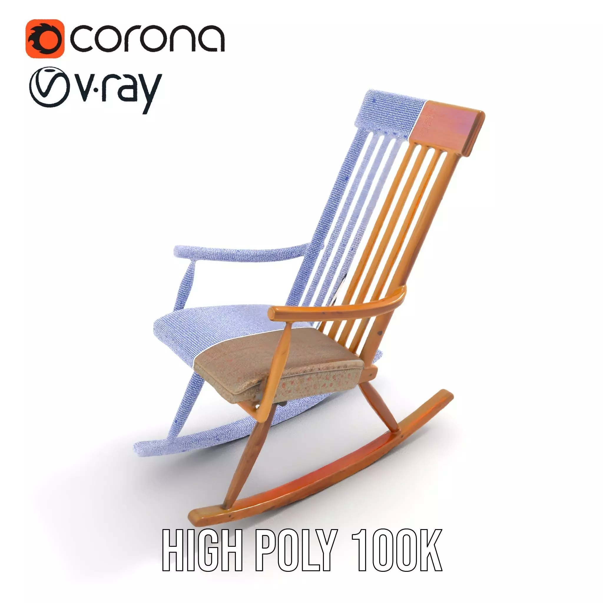 Classic Wooden Rocking Chair model pack Low-poly 3D model_33