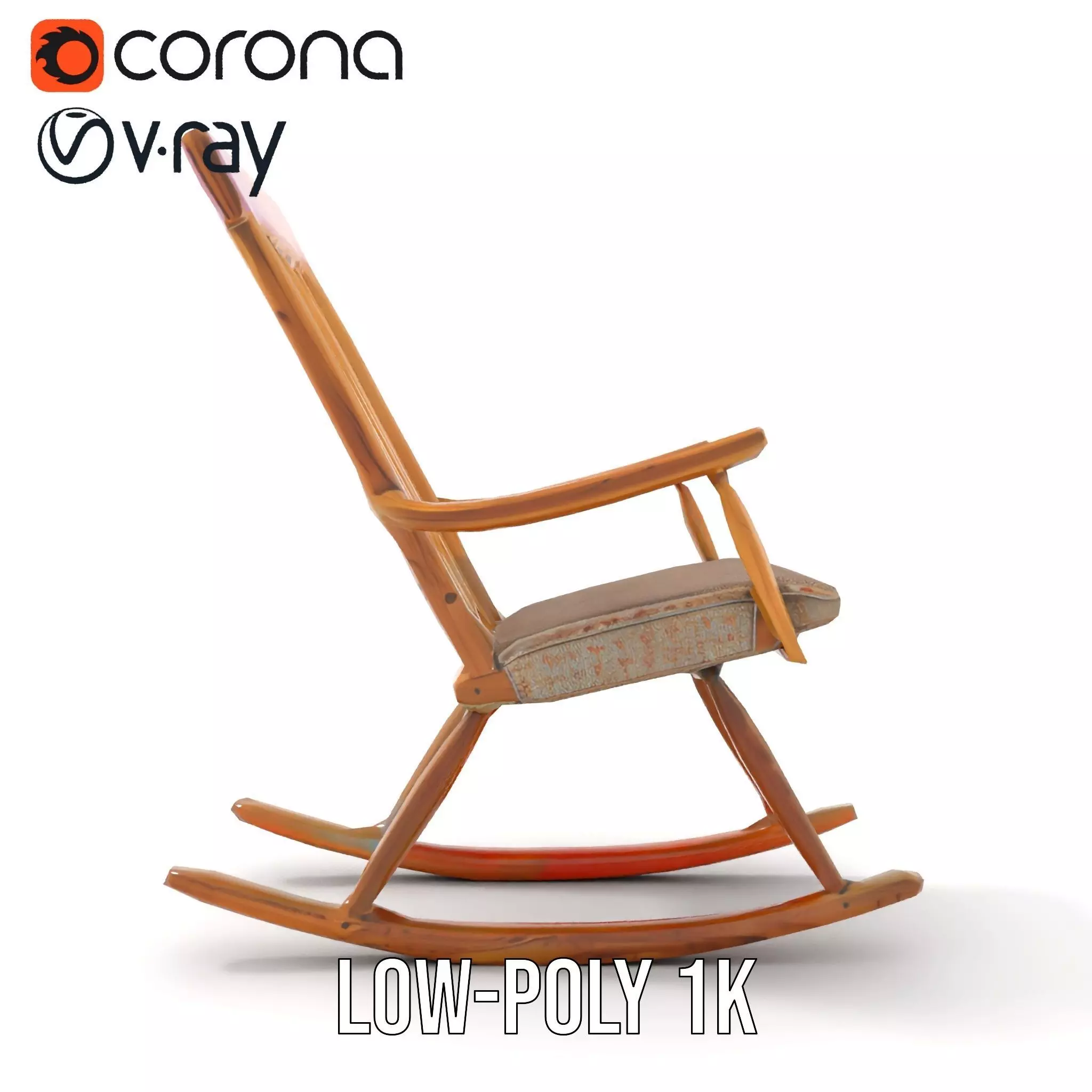 Classic Wooden Rocking Chair model pack Low-poly 3D model_15